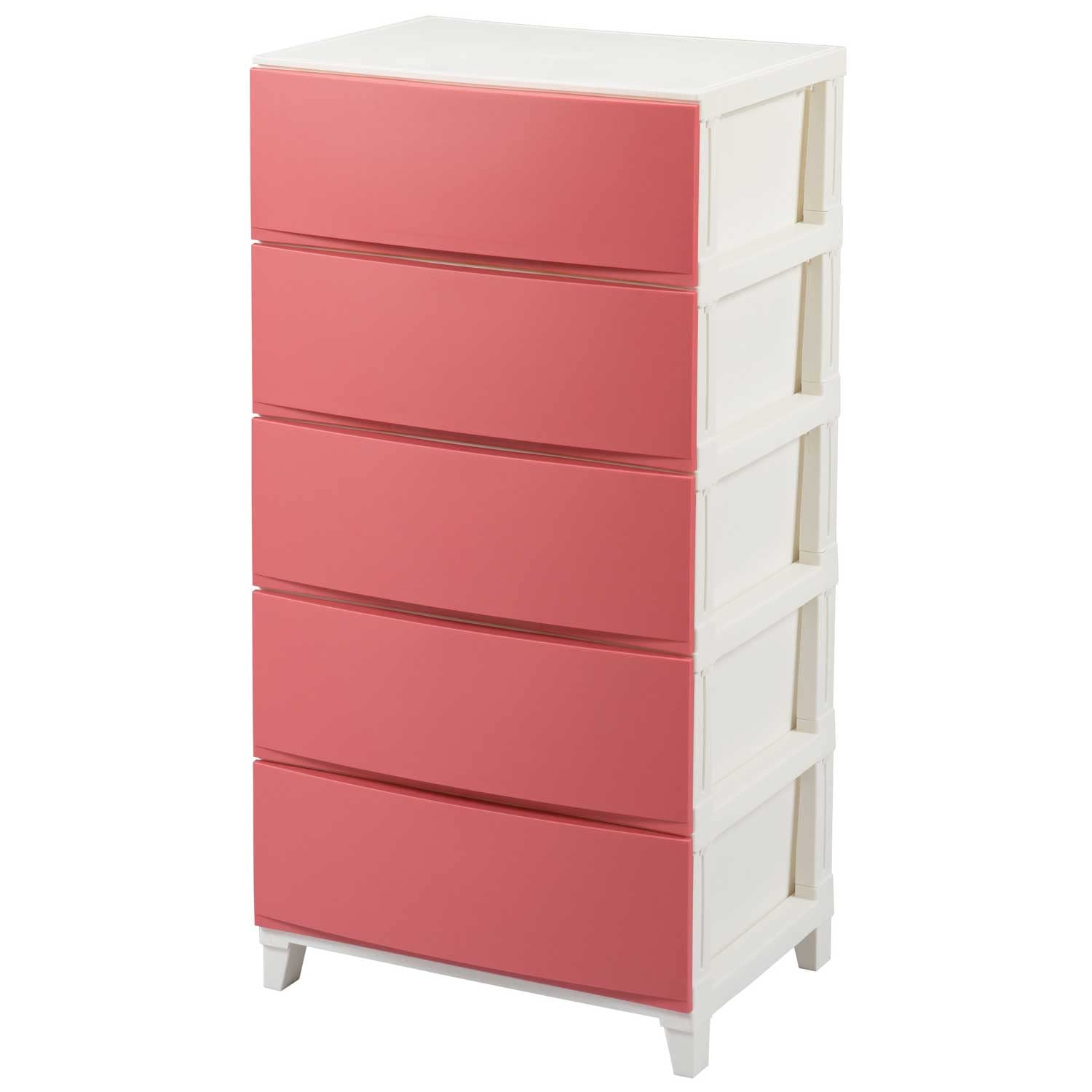 Baby Wardrobes - 収納チェスト 5段 ワイド 幅54cm 日本製 衣装ケース 収納ボックス 引き出し マット加工 おしゃれ タンス リビング クローゼット 洗面所 収納ケース ピンク