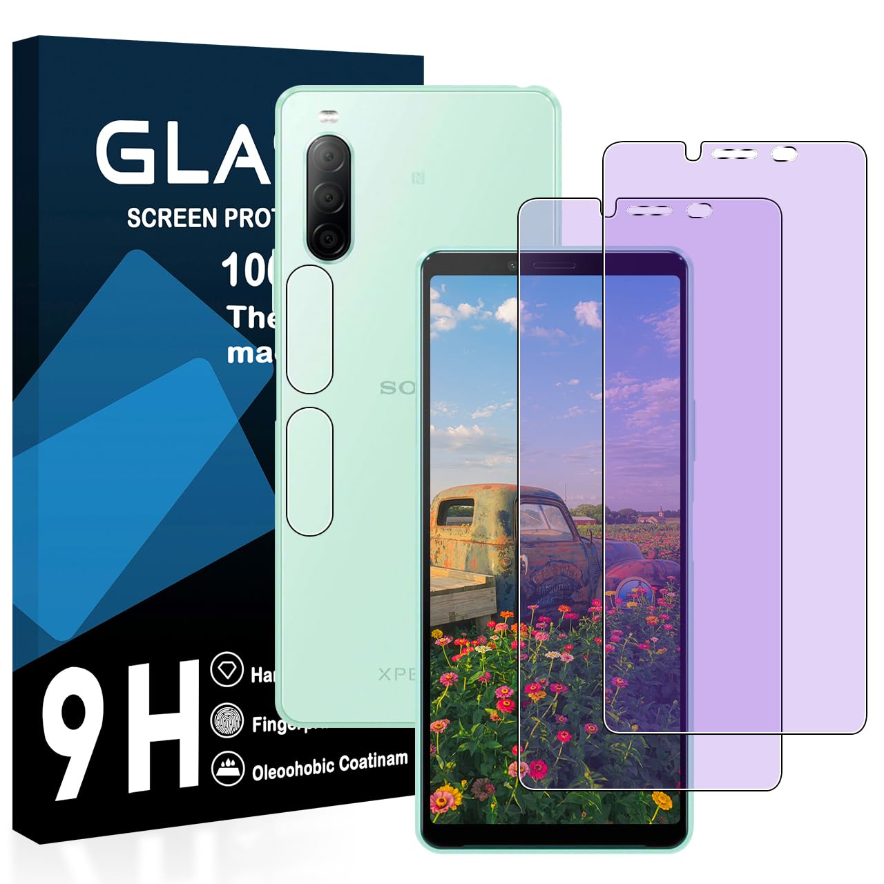 ・対応機種:Xperia 10 II (SO-41A / SOV43) ・セット内容:ブルーライトカットガラスフィルム2枚、レンズフィルム2枚 ・素材:国産旭硝子AGC素材 ・硬度:9H ・透過率:約99% ・加工:ブルーライトカット、飛散防止、ラウンドエッジ加工、防汚コーティング、撥油コーティング
