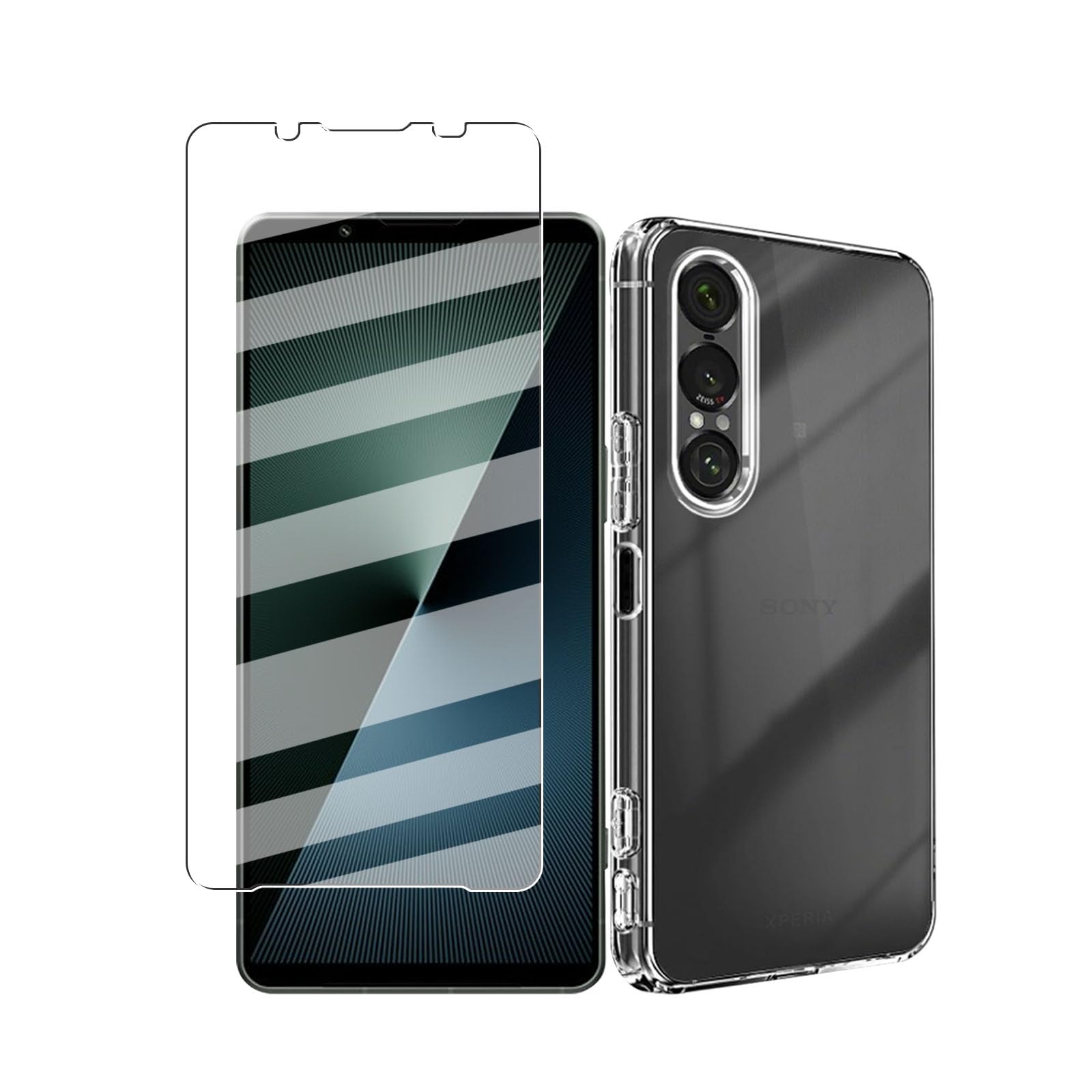 Rakuten - スマホケース 強化ガラスフィルム セット Xperia 1 VII 対応 透明 TPU 耐衝撃 薄型 軽量 傷防止 9H 保護フィルム 2点セット