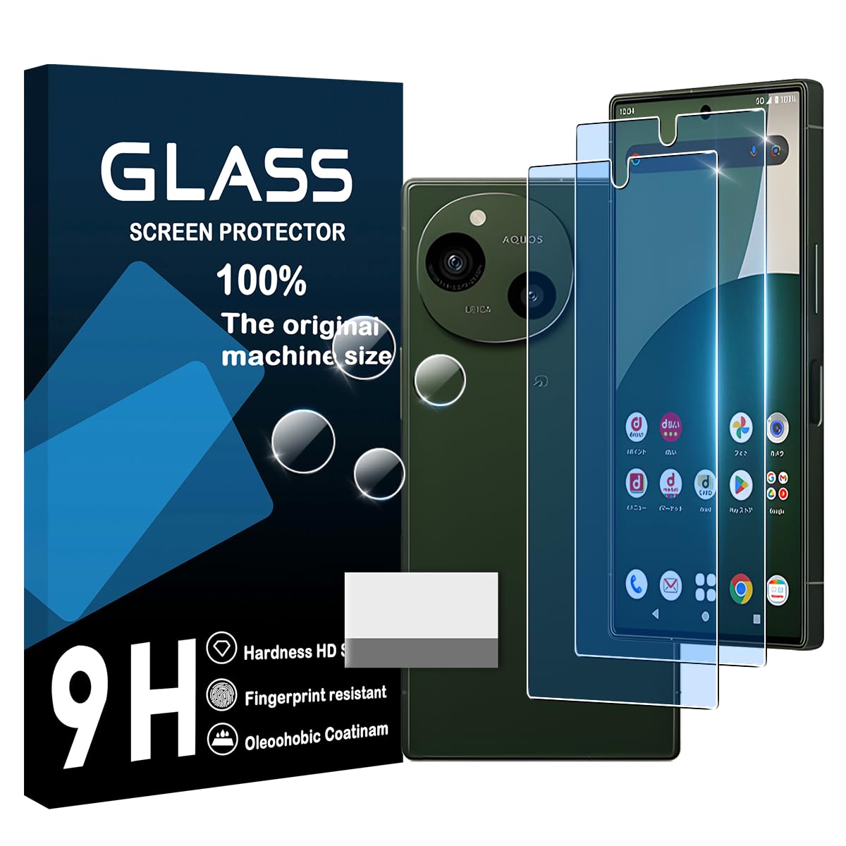 Protectors - スマホ保護フィルム AQUOS R9 ブルーライトカット 強化ガラス 2枚 カメラレンズ保護フィルム 2枚 セット 硬度9H 指紋認証対応 全面保護 高透過率 耐衝撃 飛散防止 汚れ防止 気泡ゼロ 簡単貼り
