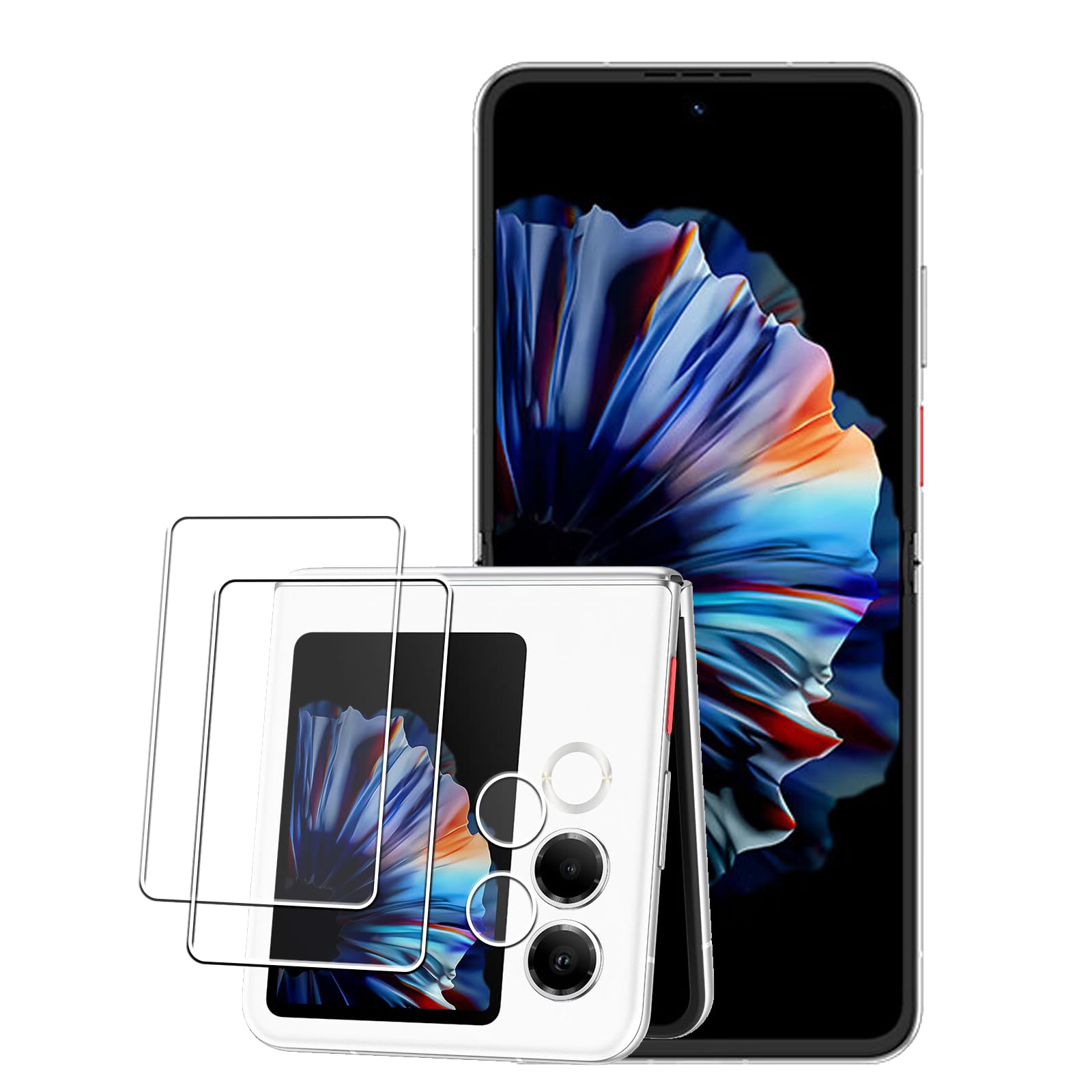 Protectors - スマホ保護フィルム 2枚セット レンズ用 背面用 2組入り 強化ガラス 高透過率 指紋防止 硬度9H 飛散防止 気泡防止 簡単貼り付け