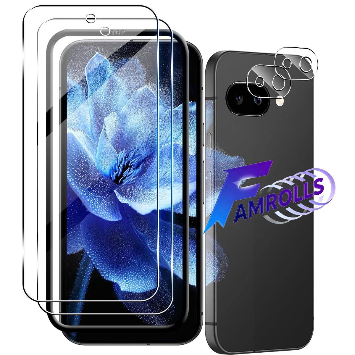 スマホ保護フィルム 画面用2枚 カメラ用2枚 セット 強化ガラス 液晶保護フィルム 硬度9H 耐衝撃 飛散防止 指紋防止 全面保護 高透過率 2.5D ラウンドエッジ加工 貼り付けガイド枠付き