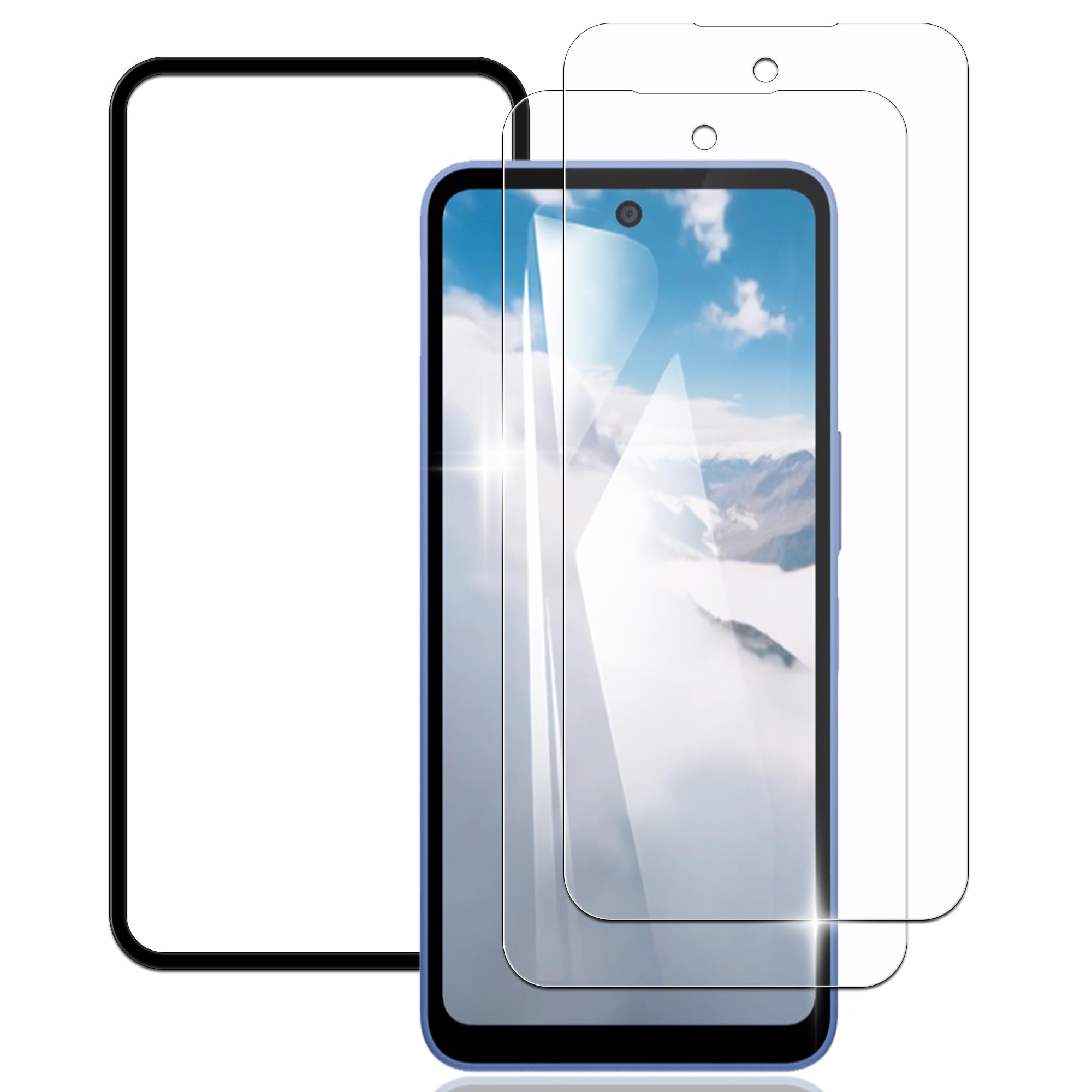 Protectors - スマホ保護フィルム AQUOS wish5 2枚セット ガラスフィルム 強化ガラス 硬度9H 高透過率 高光沢 気泡なし 貼り付け簡単 撥油性 耐衝撃 高感度タッチ 飛散防止 指紋防止 ガイド枠付き