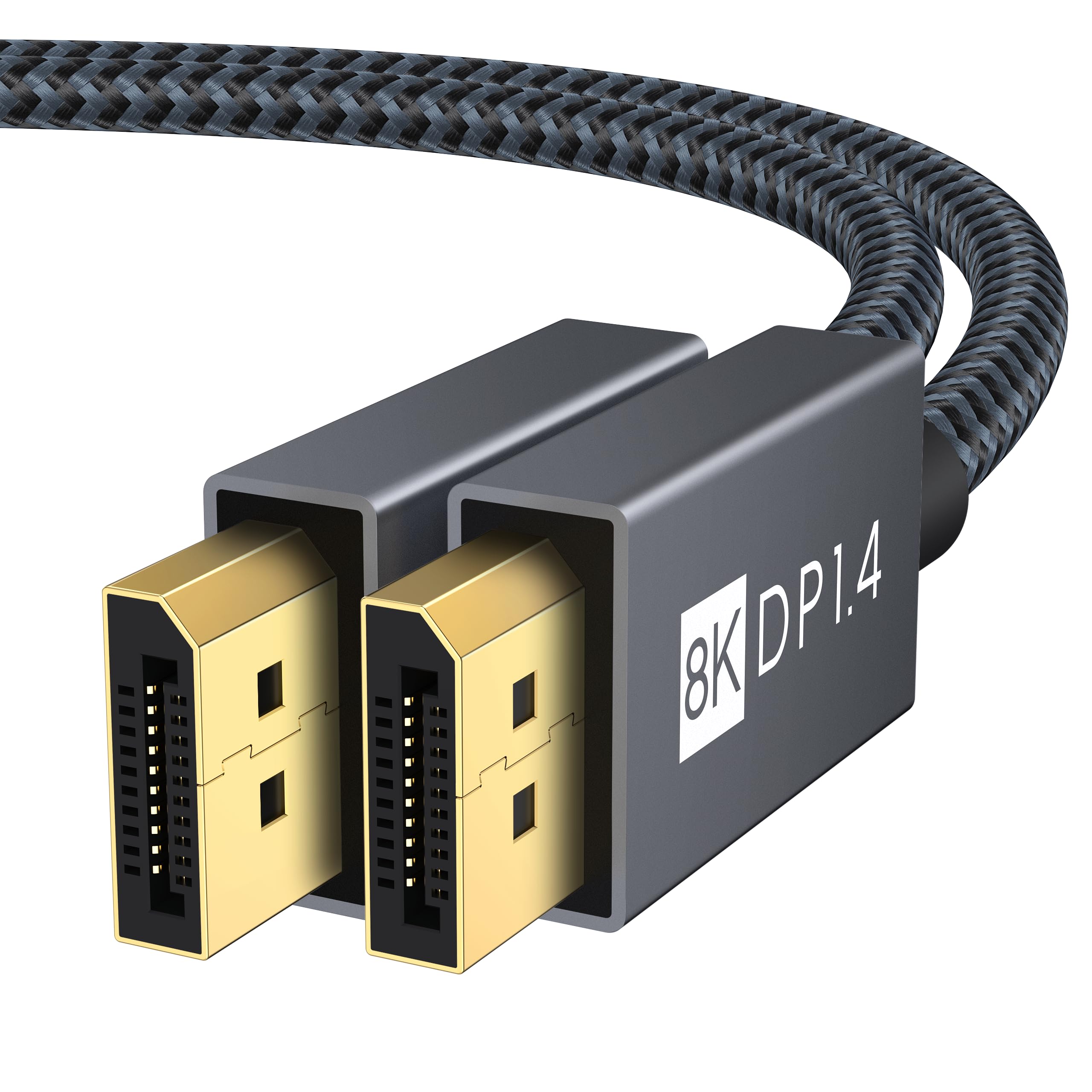 ・長さ:2m ・規格:DisplayPort 1.4 ・帯域幅:32.4Gbps (HBR3) ・最大解像度:8K/60Hz、4K/144Hz、2K/165Hz、1080P/240Hz ・音声仕様:最大32非圧縮デジタル音声チャネル、1536kHz/24bit対応 ・素材:編み材(ケーブル外装)、銀メッキ芯線、金メッキコネクター ・耐久性:屈曲テスト15,000回以上、挿抜テスト10,000回以上 ・対応技術:DSC(Display Stream Compression)、MST(マルチストリーム転送)、HDR、HDCP2.2、HDCP1.4、DP++