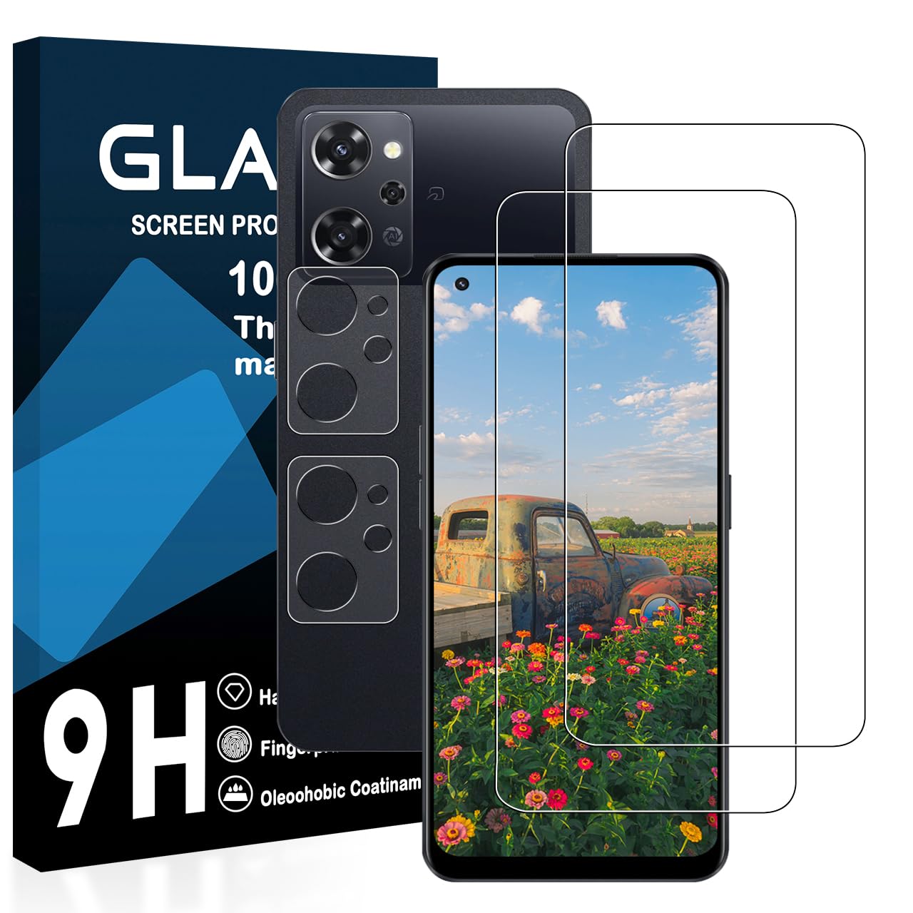 ・対応機種:OPPO Reno9 A / OPPO Reno7 A ・セット内容:液晶フィルム2枚、レンズフィルム2枚 ・素材:国産旭硝子AGC素材 ・硬度:9H ・高温硬化処理:420℃ ・二次強化時間:6時間 ・透過率:約99% ・表面加工:防爆PET層、防汚コーティング、撥油コーティング、ラウンドエッジ加工