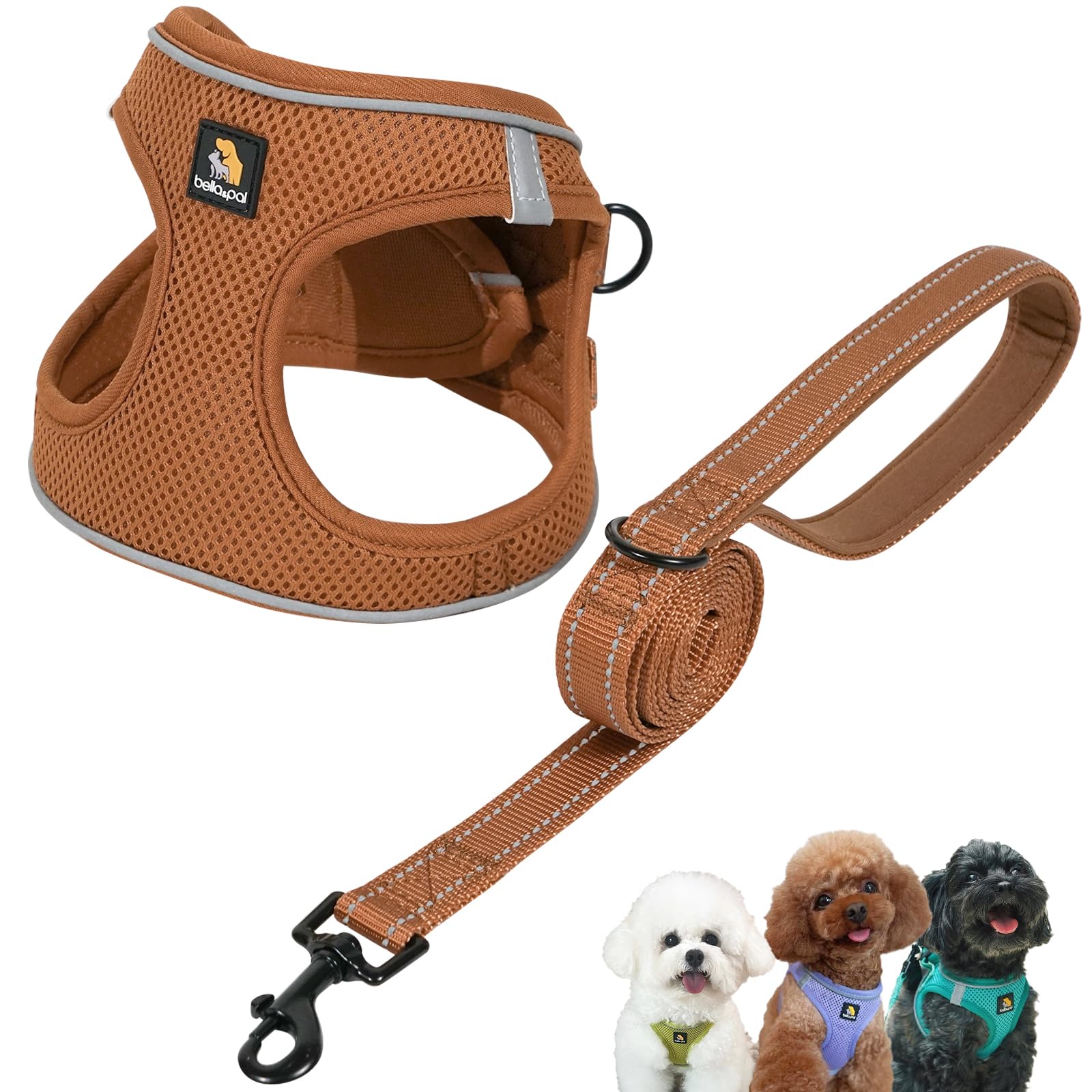 犬用ハーネス リーシュセット 小中型犬用 ベストハーネス エアメッシュ 反射ストリ...