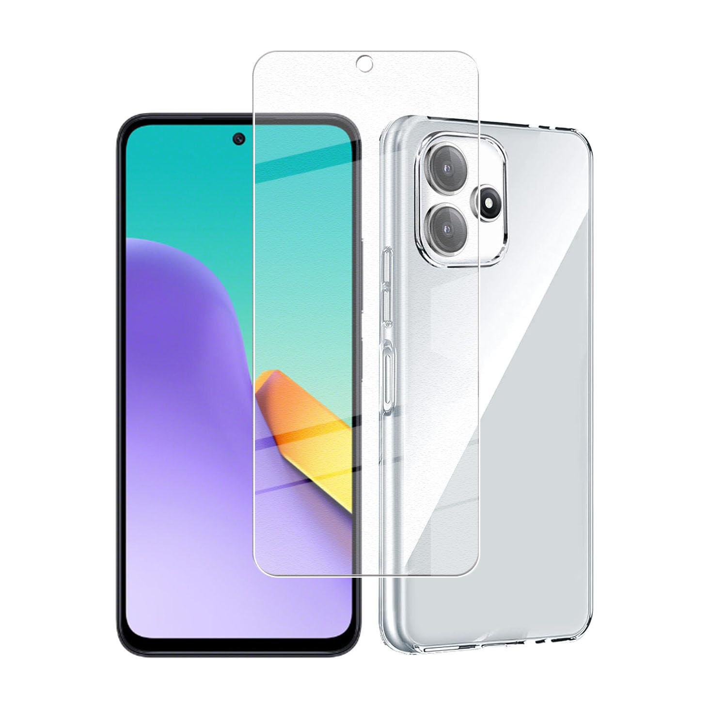 スマホケース 液晶保護フィルム セット 強化ガラス 透明 クリア TPU カバー 耐衝撃 硬度9H 高透過 飛散防止 薄型 軽量 2点セット
