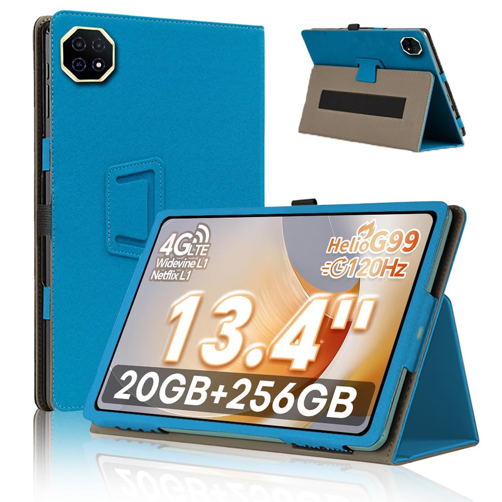 乐天商城 - タブレットケース 11インチ 360度回転 スタンド機能 ペンホルダー付き 耐衝撃 二つ折り カバー 全面保護 ハンドストラップ付き ライトブルー