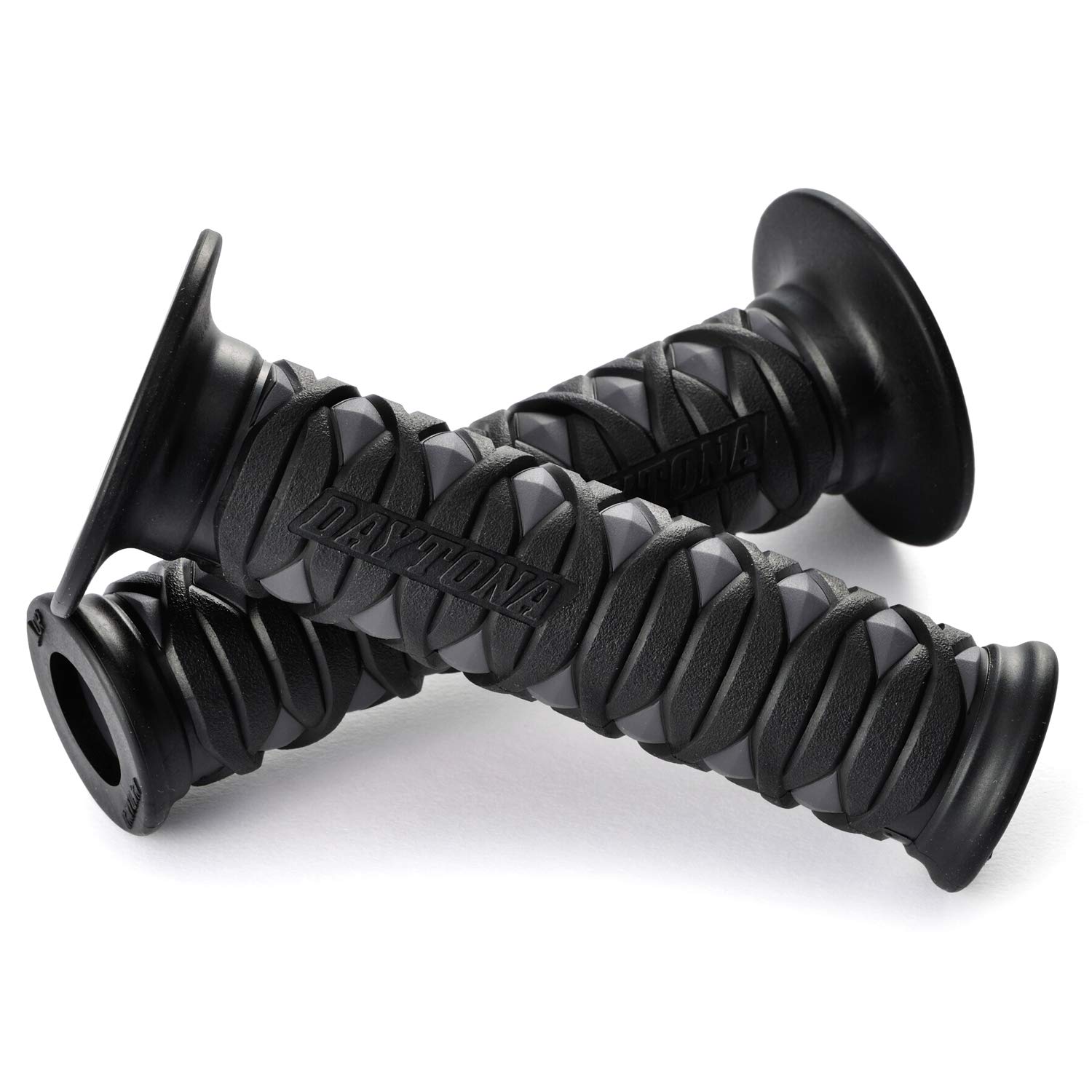 バイク用グリップ ハンドル径22.2mm対応 120mm 2層構造 エンド貫通タイプ グレー 左右セット