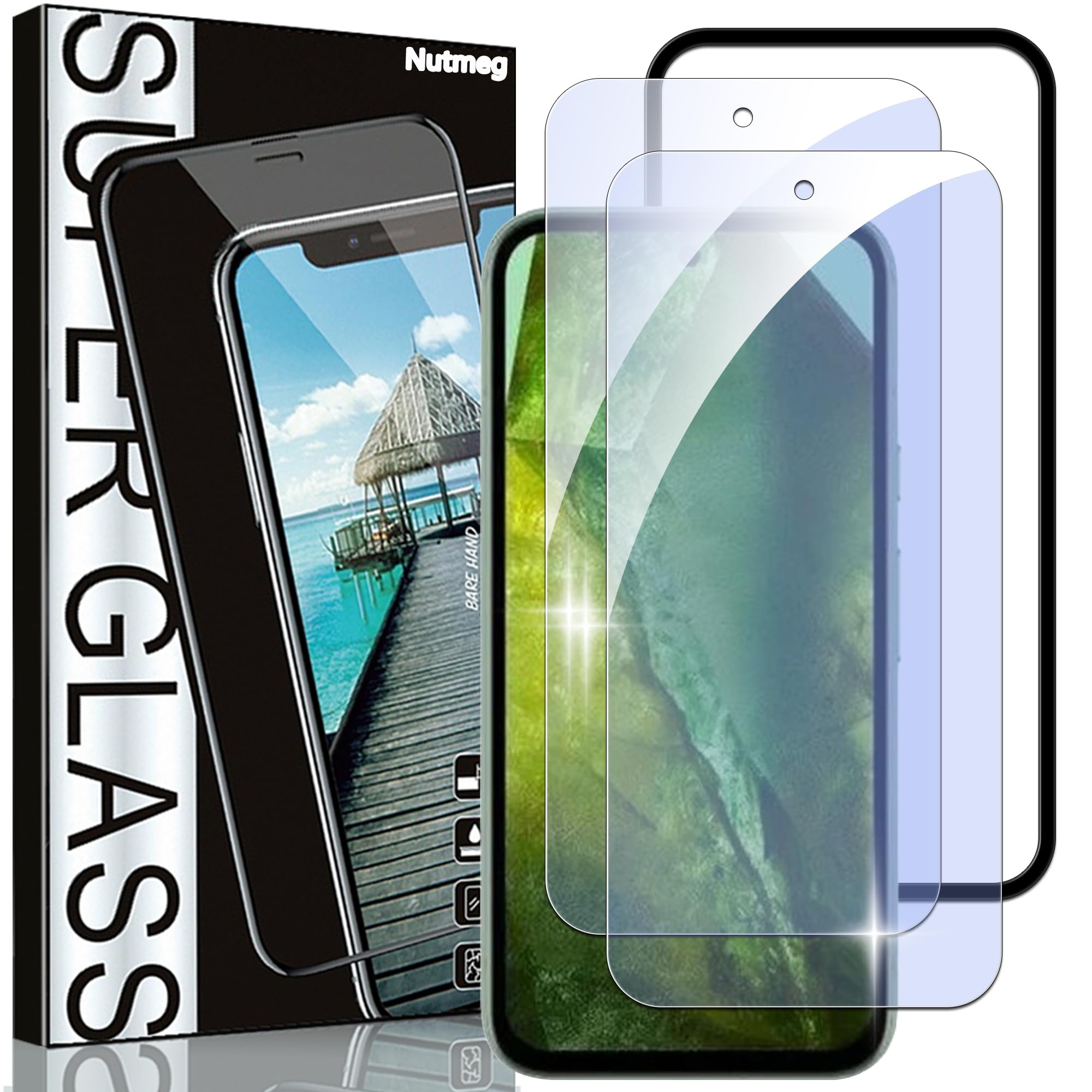 スマートフォン用ガラスフィルム 2枚セット ブルーライトカット 強化保護フィルム ...