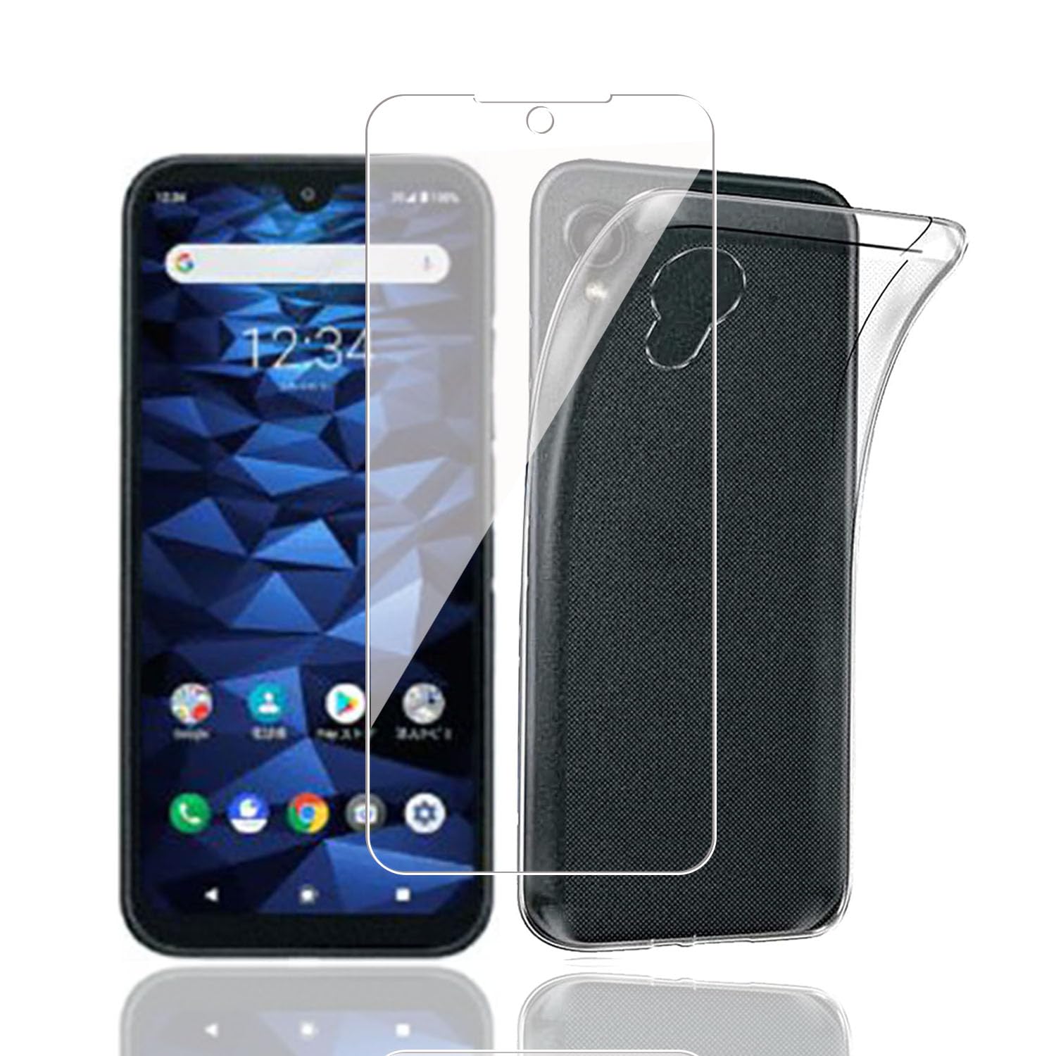 スマホケース 強化ガラスフィルム 2点セット 透明 TPU カバー 保護フィルム 硬度9H...