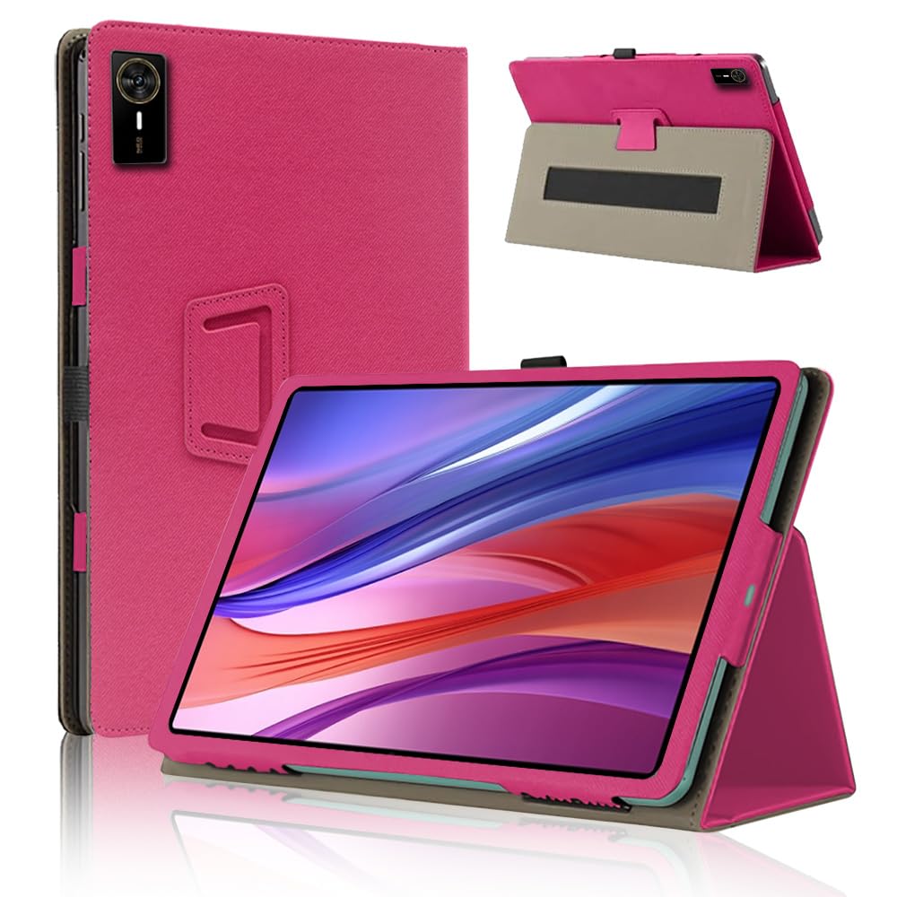 タブレットケース 11インチ 360度全面保護 二つ折りスタンド ペンホルダー付き 耐衝撃 磁気吸着 レッド