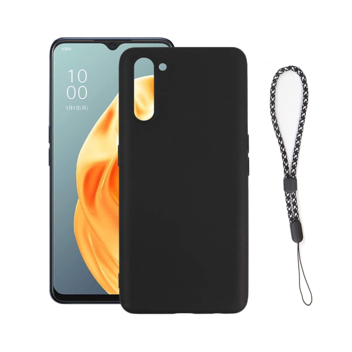 スマートフォンケース シリコン 黒 ストラップ付き ソフト TPU 耐衝撃 滑り止め スマホケース 傷付き防止 軽量 マット質感 指紋防止 レンズ保護