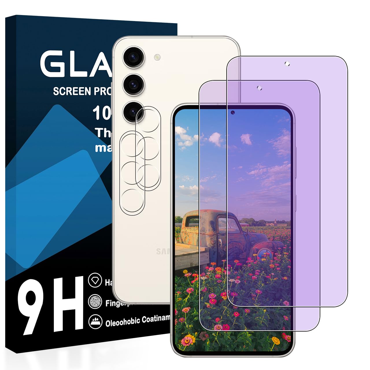 Rakuten - スマートフォン保護フィルム 2枚セット レンズ保護フィルム 2枚セット ブルーライトカット 強化ガラス 旭硝子素材 硬度9H 飛散防止 指紋防止 気泡防止 高感度 ラウンドエッジ加工