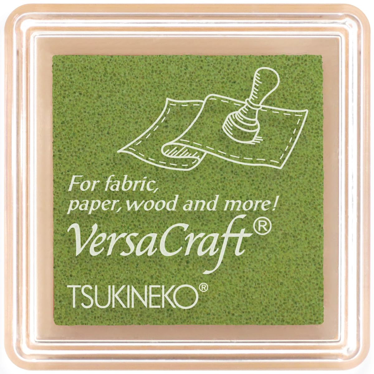 スタンプ台 水性顔料 布用 木材用 インクパッド 34mm×34mm 厚さ20mm ワサビ色 1個 スタンプ 手芸 クラフト 工作
