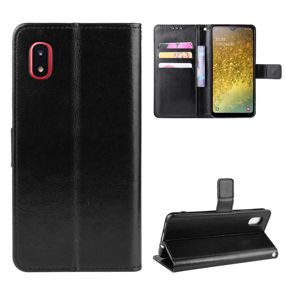 ・対応機種:Galaxy A21 (SC-42A/SCV49)、Galaxy A20 (SCV46/SC-02M) ・収納機能:カードスロット3枚、サイドポケット ・スタンド機能:横置きスタンド ・素材:PUレザー、シリコン(装着部分) ・機能:耐衝撃、耐熱性、柔軟性、滑り止め、耐磨耗性