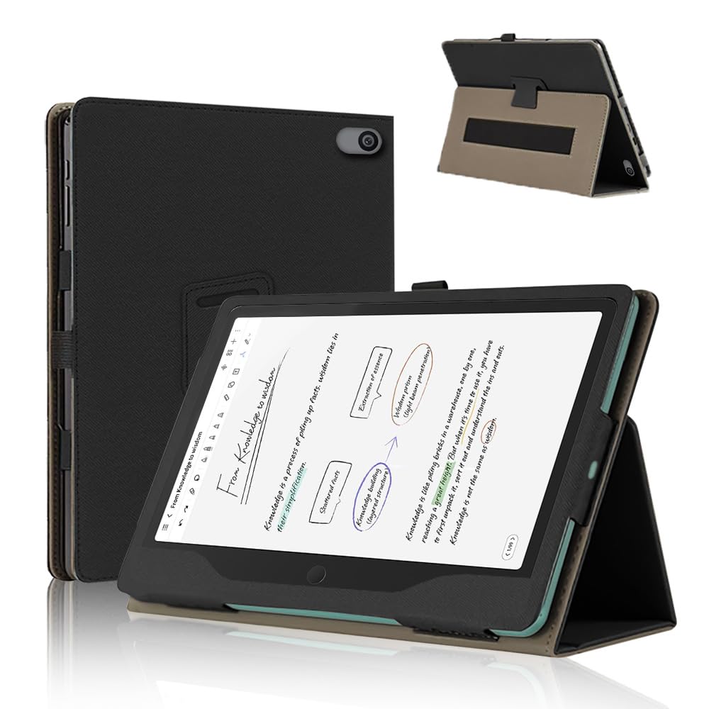 Tablet - タブレットケース 11.5インチ スタンド機能付き 手帳型 カバー ペンホルダー ハンドストラップ 360度全面保護 耐衝撃 ブラック