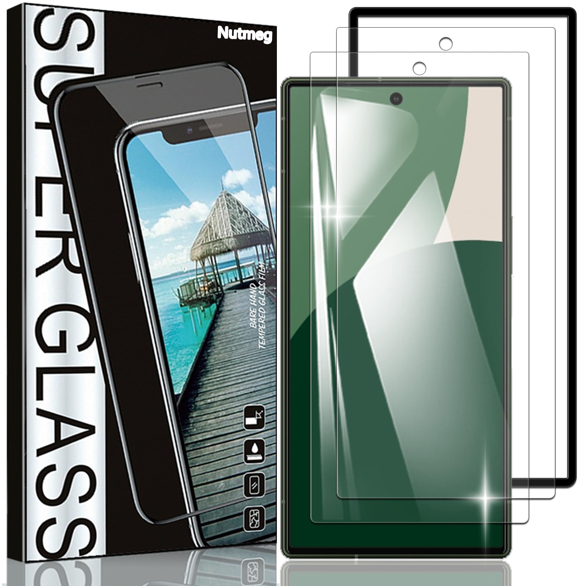 ・枚数:2枚セット ・対応機種:AQUOS R9 / AQUOS R10 (SH-51E / SH-51F) ・素材:日本旭硝子 ・硬度:9H ・機能:耐衝撃、飛散防止、撥油性、疎水性、高透過率、高光沢、指紋防止、高感度タッチ