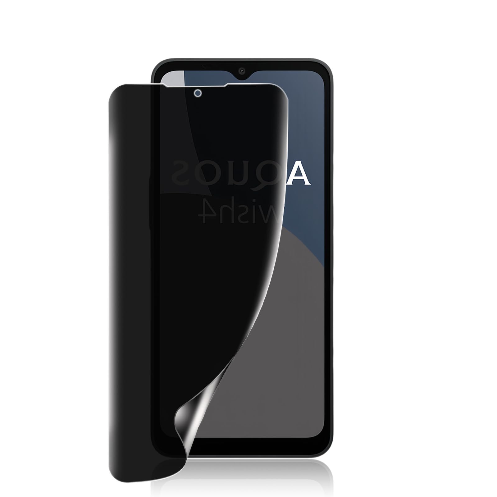 ・対応機種:Aquos wish 4 (SH-52E) ・素材:TPU ・視野角:左右180° ・機能:覗き見防止、指紋防止、撥水・撥油コーティング、自動修復機能