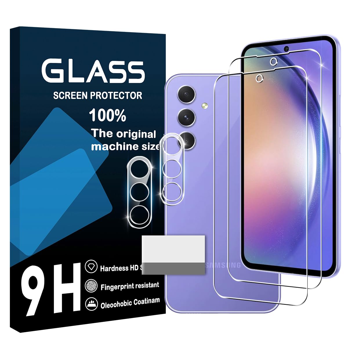 乐天商城 - スマートフォン保護フィルム 画面用2枚 レンズ用2枚 セット 強化ガラス 9H硬度 指紋認証対応 全面保護 高透過率 飛散防止 高感度 耐衝撃 指紋防止 気泡防止 ラウンドエッジ加工 簡単貼り付