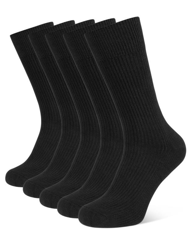 [CLOSEMATE] 【強化版】靴下 メンズ ビジネスソックス 防臭吸汗 5足組 耐久性 クルーソックス 吸湿通気 蒸れない 四季適用 M:24-28cm L:28-32cm 大きいサイズ 無地 コーマ綿 カジュアル 通勤通学