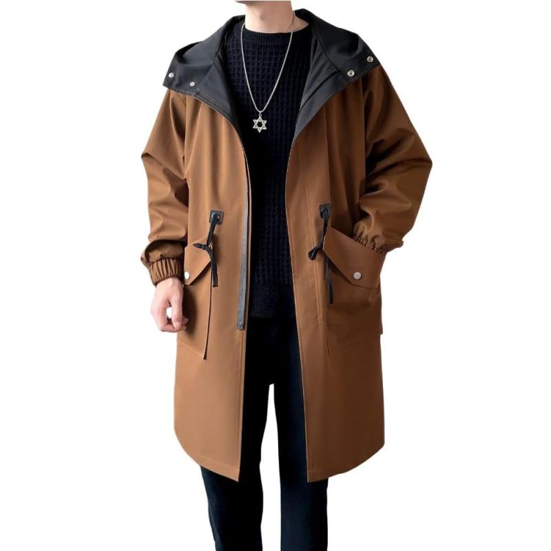 [Inkpoo] ベンチコート メンズ 冬服 中綿 防寒 防風 メルトンコート チェスターコート ウインドブレーカー オーバーサイズ ゆったり 無地 中綿 暖かい アウトドア フード付き ジャケット 秋冬