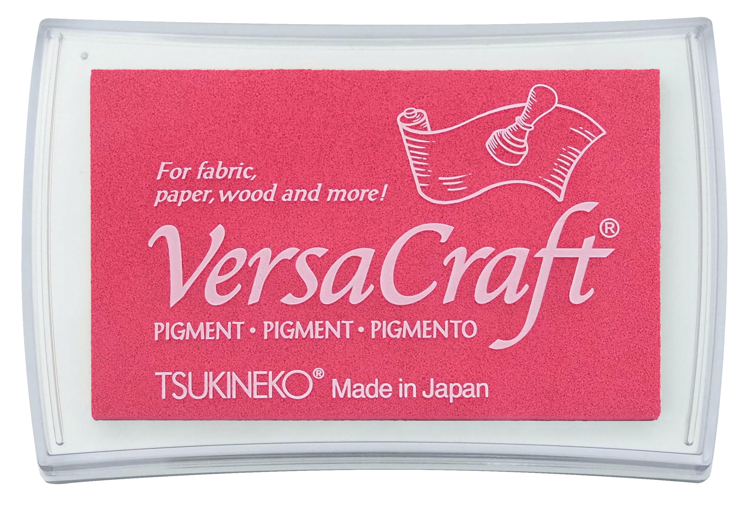 スタンプ台 紙用 木材 布用 インクパッド ローズピンク 横76mm×縦47mm 耐水性 手芸 クラフト 工作 アート用