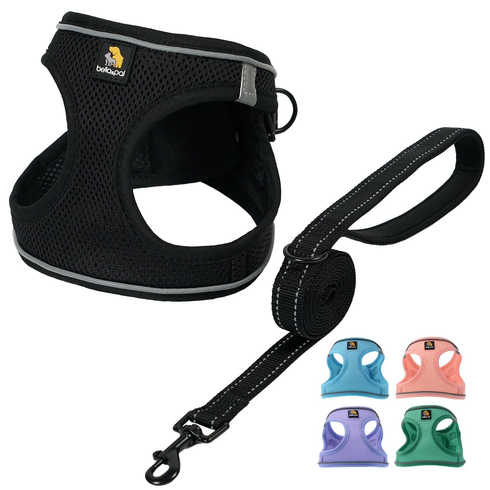 Cat Harness - 犬用ハーネス リード セット 小型犬 超小型犬 猫用 胴輪 引っ張り防止 サイズ調整可能 夜間反射 脱着簡単 耐久性 通気性 ソフト メッシュ ブラック XXS