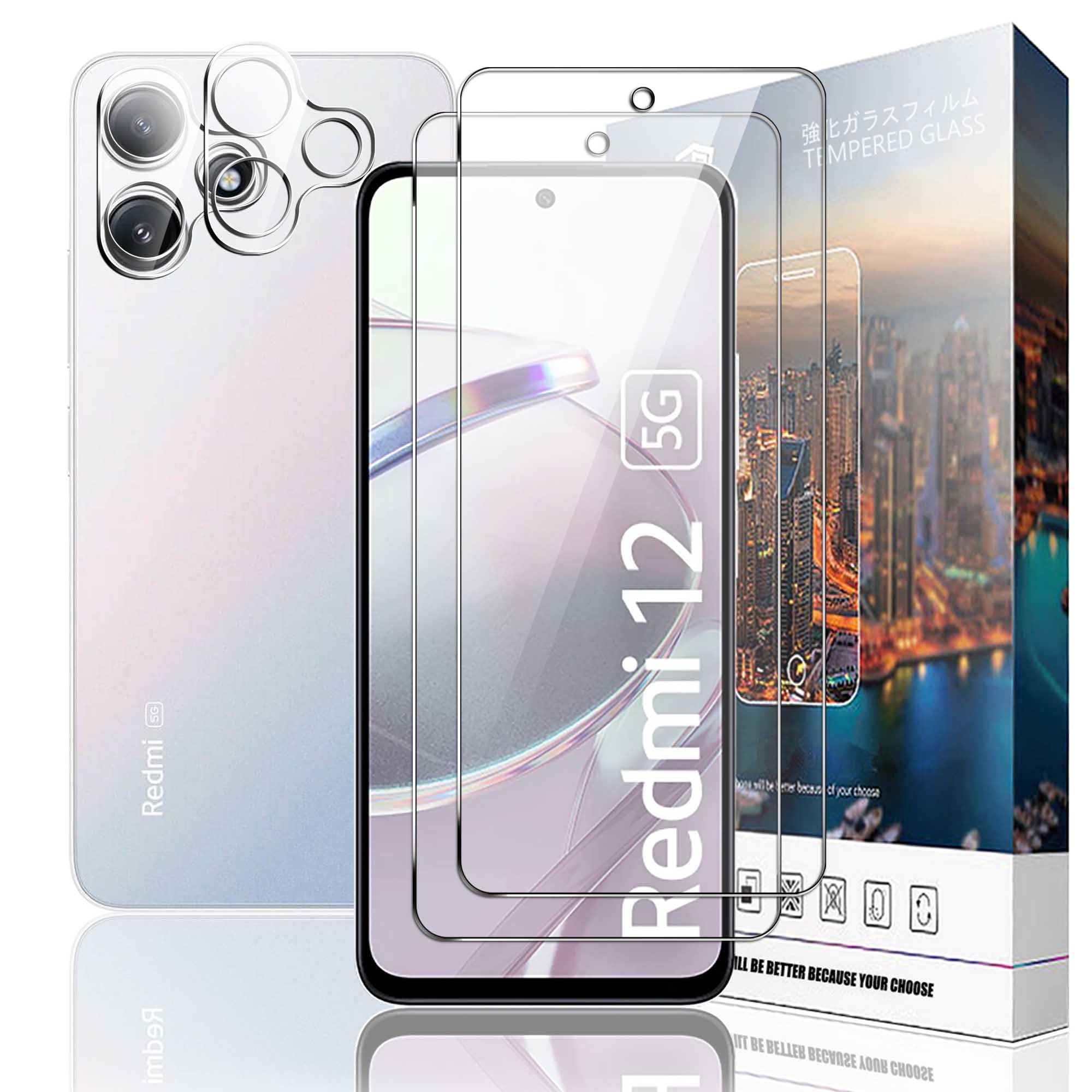スマホ保護フィルム 2枚セット 強化ガラス 液晶画面保護 カメラレンズ保護 硬度9H 高透過率 飛散防止 耐衝撃 指紋防止 気泡ゼロ
