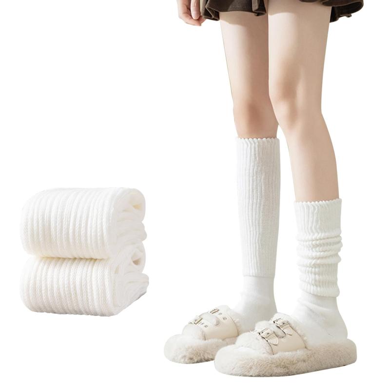 [Gokamoi] ハイソックス レディース ルーズソックス 靴下【くしゅくしゅ・美脚・脚長効果・伸縮性・通気性】 可愛い おしゃれ カレッジ風 保温 あったかい 無地 ひざ下