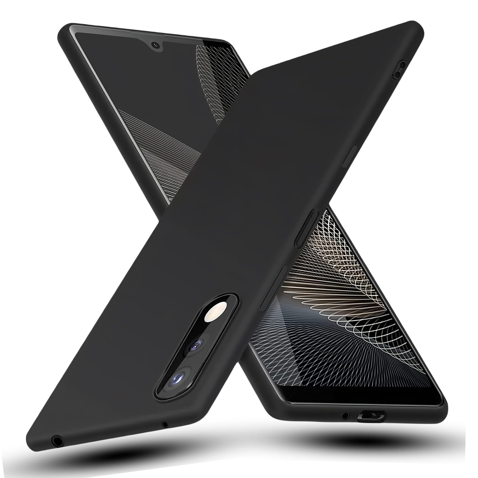 スマートフォンケース TPU ソフトケース マット調 全面保護 衝撃吸収 指紋防止 薄型 軽量 ストラップホール付 ブラック