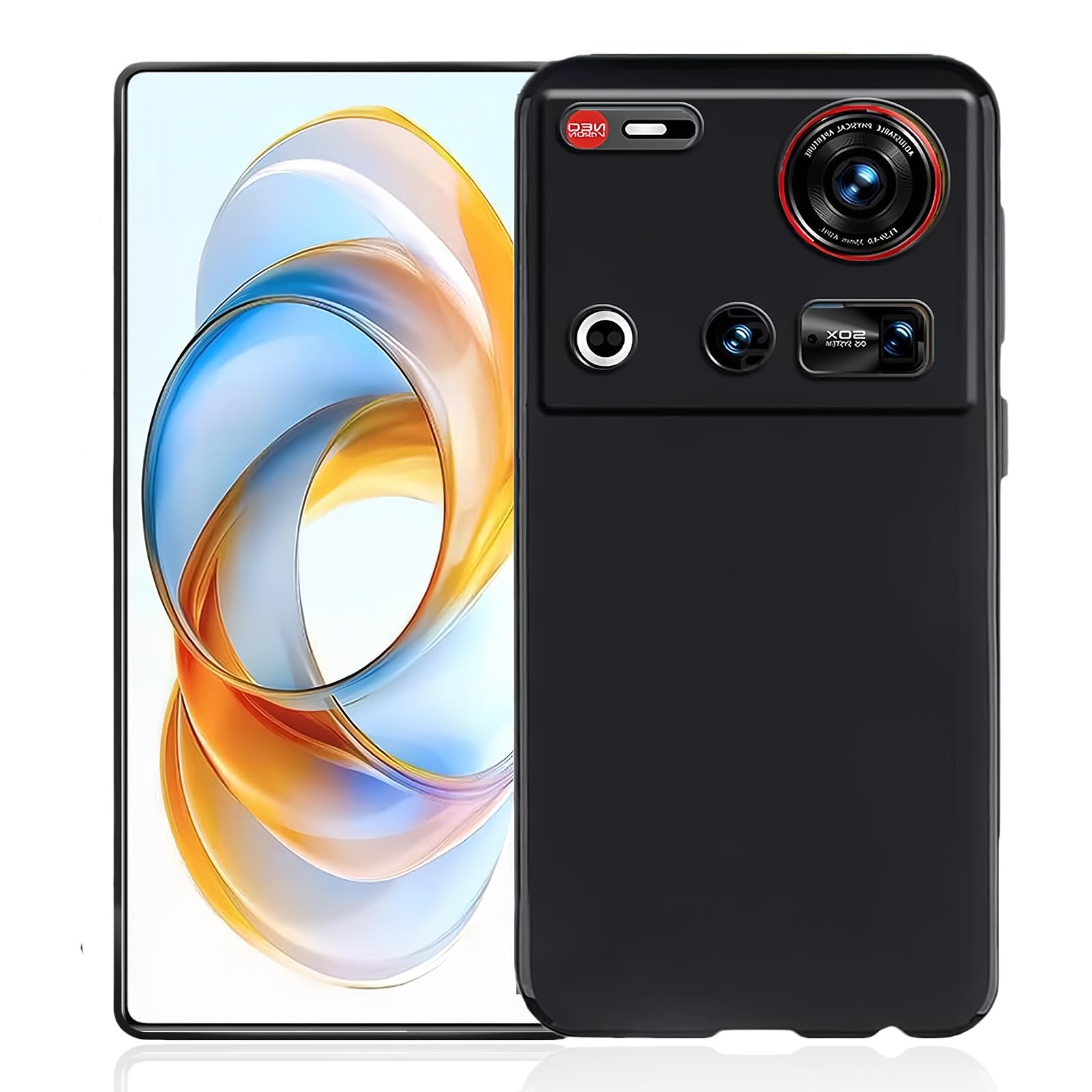 Rakuten - スマートフォンケース 柔軟 TPU マットブラック 全面保護 衝撃吸収 指紋防止 薄型 軽量 ストラップホール付き 黒 シンプル 無地 カバー