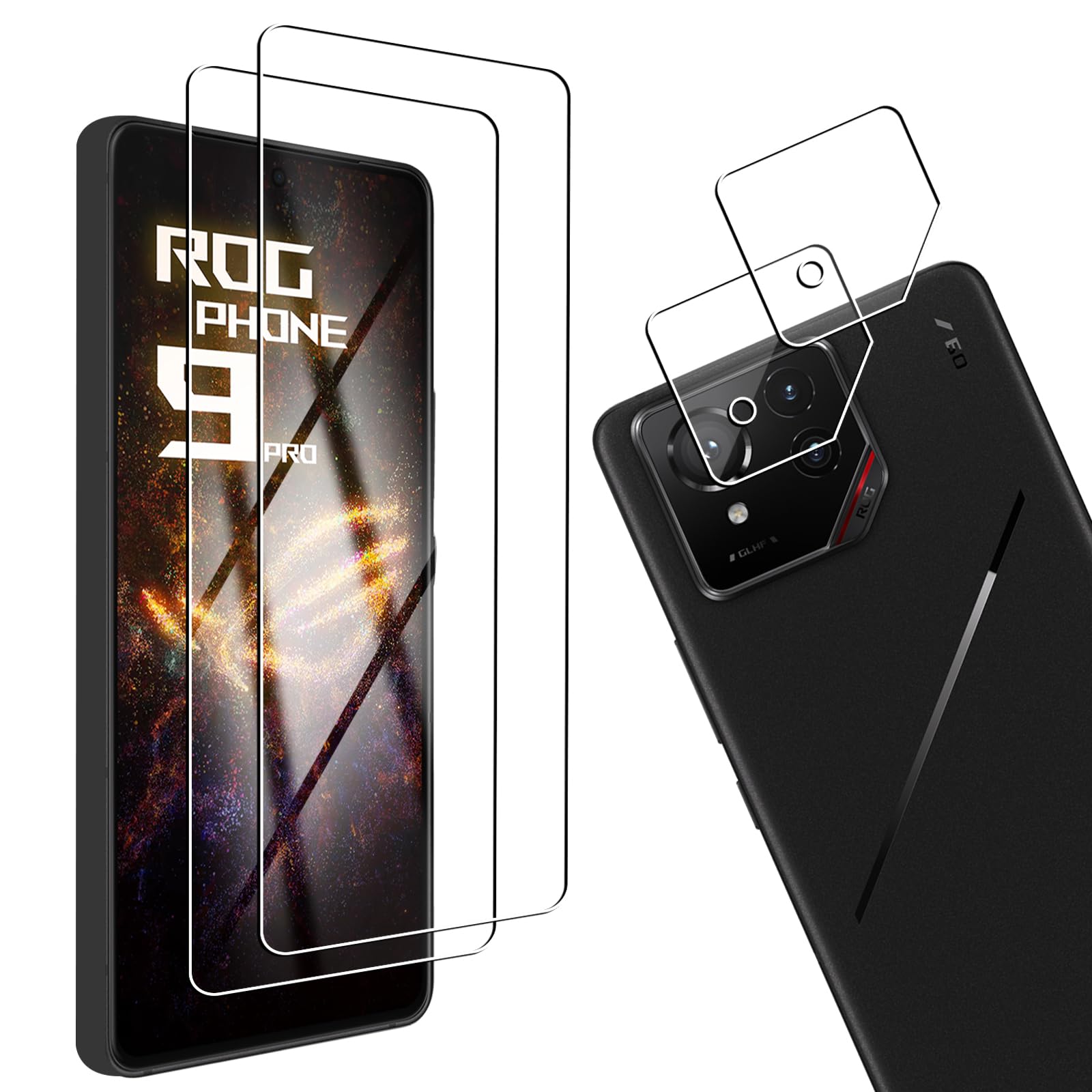 スマートフォン用 液晶保護ガラスフィルム 2枚 レンズ保護フィルム 2枚 セット 全面保護 耐衝撃 極薄 指紋防止 気泡ゼロ 貼り付け簡単 画面保護シート カメラ保護フィルム