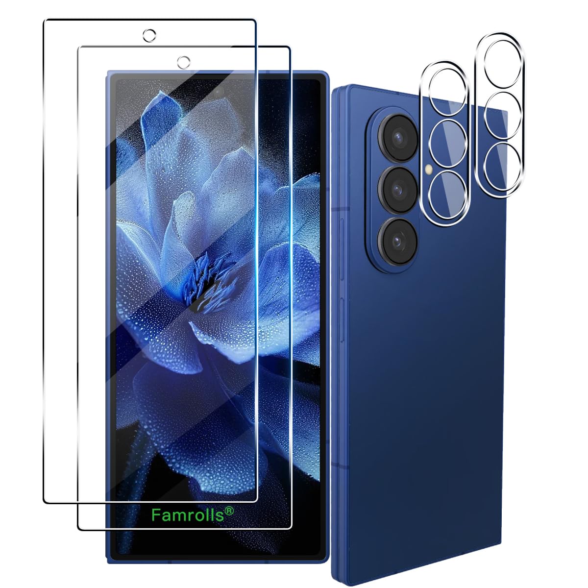 スマホ保護フィルム 液晶画面用2枚 カメラレンズ用2枚セット 強化ガラス 9H 硬度 耐衝撃 飛散防止 指紋防止 全面保護 高透過率 ラウンドエッジ 貼り付け簡単