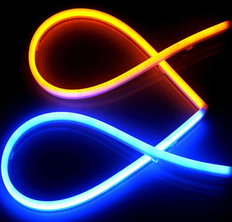 lifepower ウインカーテープ シーケンシャルウインカー 流れるLED 昼間アイスブルー色点灯 合図の時黄色光の流れ 変色ウィンカー シリコンチューブライト 愛車ドレスアップ 60cm 2本セット 12V(2.0)