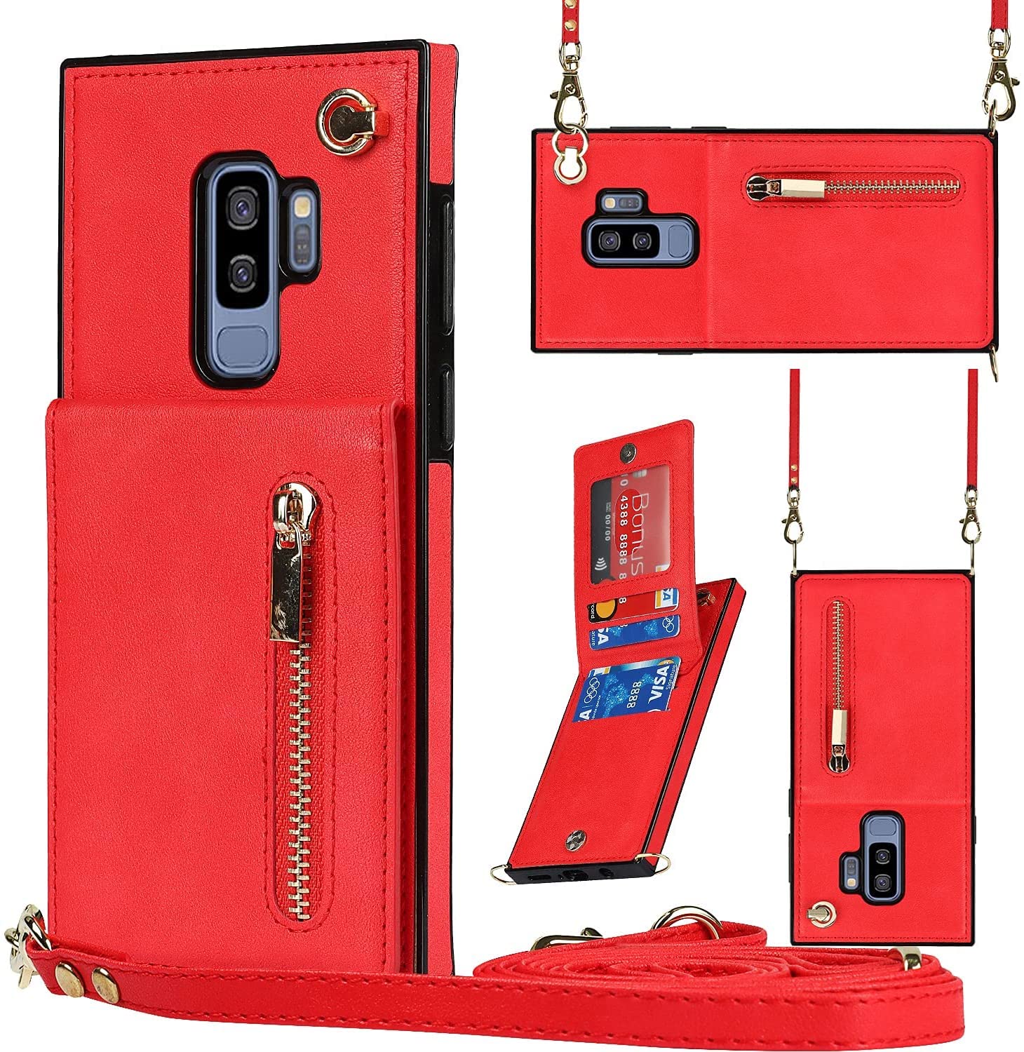 ・対応機種:Galaxy S9 (SC-02K/SCV38) ・素材:PU皮革、TPU(熱可塑性ポリウレタン) ・機能:スタンド機能(縦置き・横置き)、カード収納、ファスナーポケット、マグネット式スナップ、スキミング防止素材採用、Qiワイヤレス充電対応、エアクッションテクノロジー搭載 ・ストラップ長さ:1.5メートル(調節可能、取り外し可能)