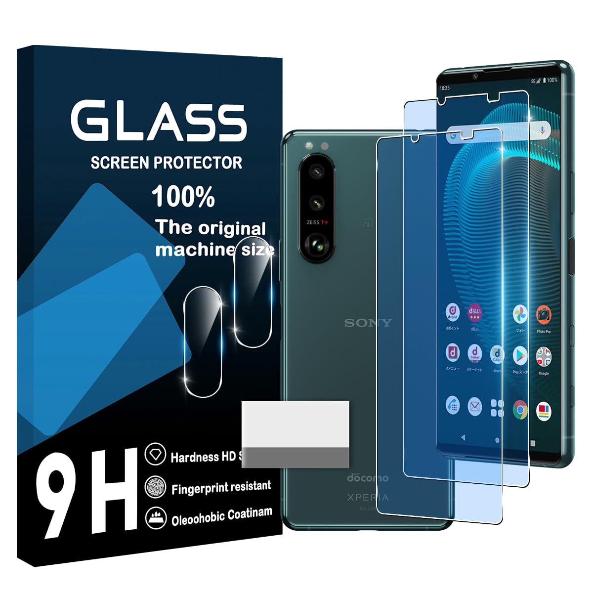 Protectors - スマホ保護フィルム Xperia 5 III ブルーライトカット 強化ガラス 2枚 カメラレンズ用 2枚 9H硬度 全面保護 高透過率 指紋防止 飛散防止 耐衝撃 ラウンドエッジ 簡単貼り付け