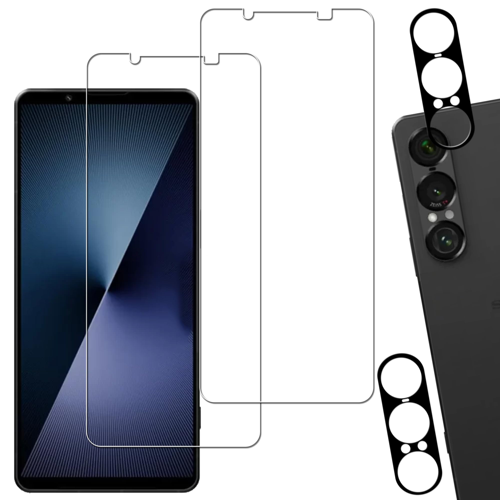 スマートフォン用ガラスフィルム カメラフィルム セット 対応 強化ガラス 液晶保護 フィルム レンズカバー 指紋防止 ガイド枠付き 2枚+2枚入 ガラス素材