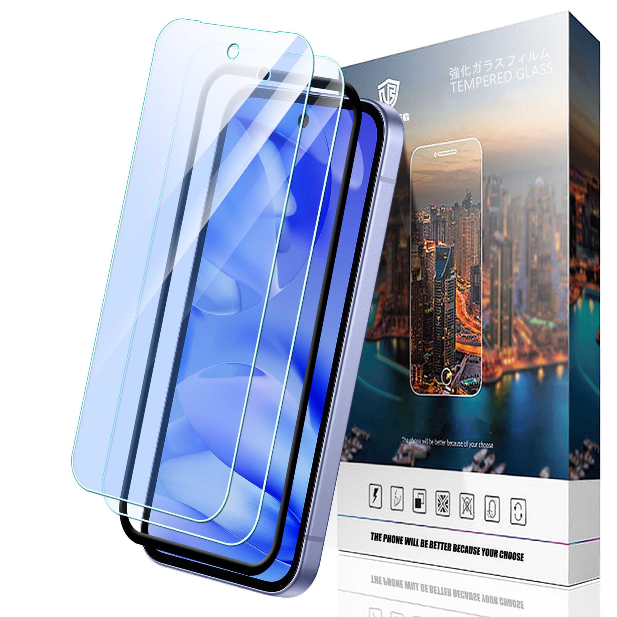 乐天商城 - スマートフォン用保護フィルム Google Pixel 9a 専用 2枚セット ブルーライトカット 強化ガラス 画面保護シート 硬度9H 抗菌加工 透明度 簡単貼り付けキット付