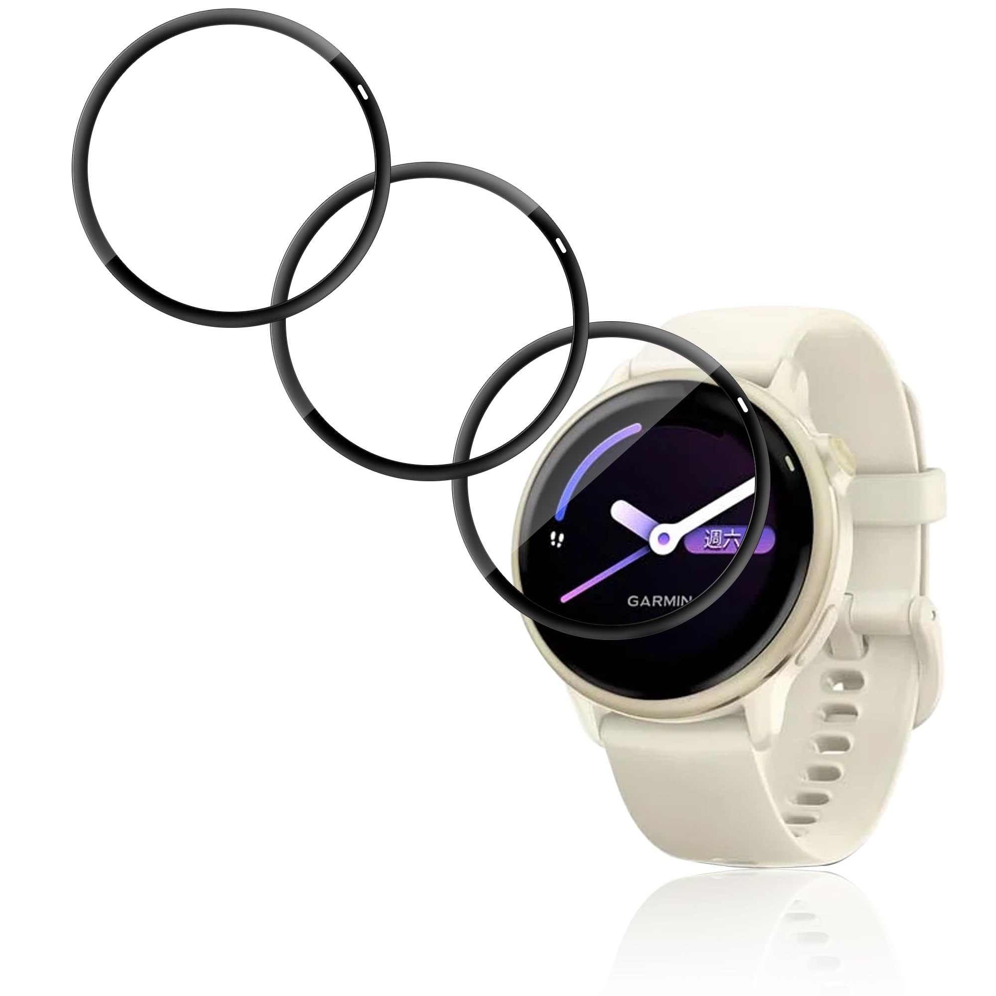 ・枚数:3枚セット ・対応機種:GARMIN Vivoactive 6 ・透過率:99.9% ・表面加工:撥水・撥油コーティング ・吸着方式:自動吸着式