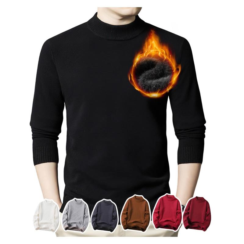 [MayCherry] ニットセーター メンズ メンズタートルネック モックネックセーター 北海道で着ても暖かい 5A抗菌防臭 速熱零下防寒 ハイネック クルーネック 長袖 ビジネスセーター 裏起毛 無地