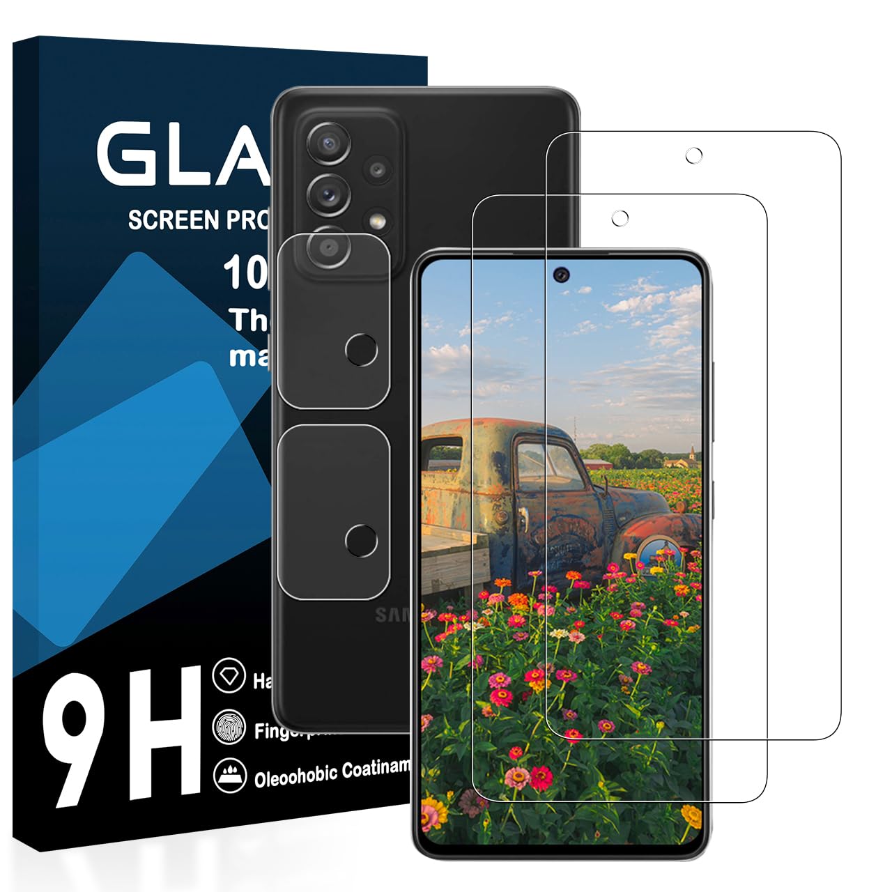 スマホ保護フィルム 2枚セット レンズ保護フィルム 2枚付き 強化ガラス 液晶保護 9...
