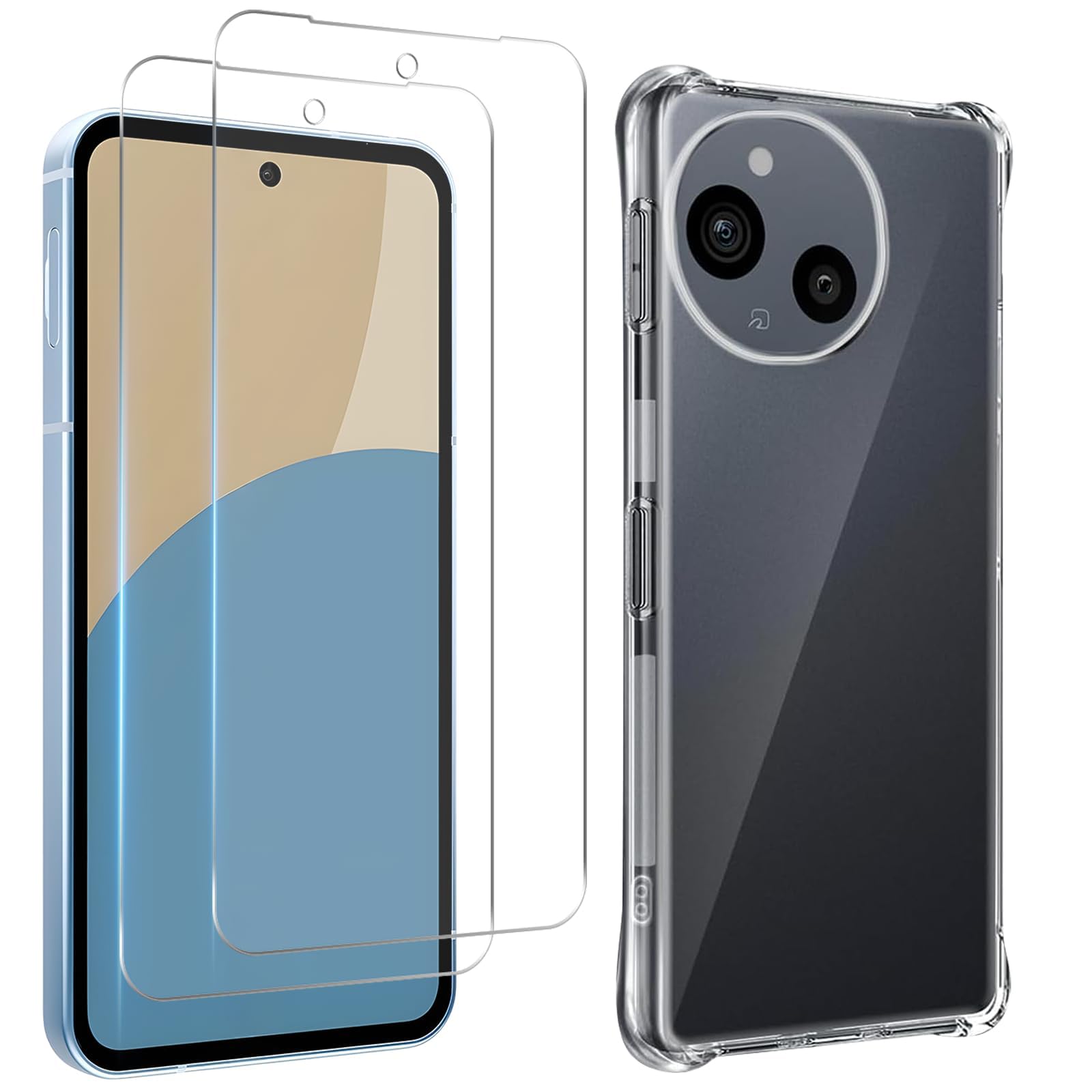 スマホケース 液晶保護フィルム セット 強化ガラス 2枚入り TPU ソフトカバー 全透...