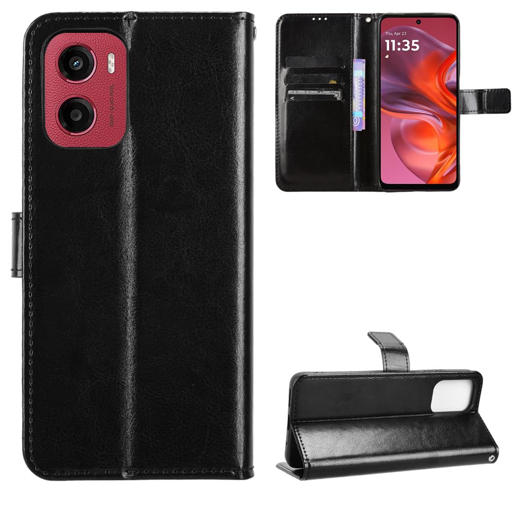 Rakuten - スマホケース 手帳型 moto g05 ケース カバー 高級PUレザー スタンド機能 衝撃吸収 耐衝撃 横置き 落下防止 ブラック