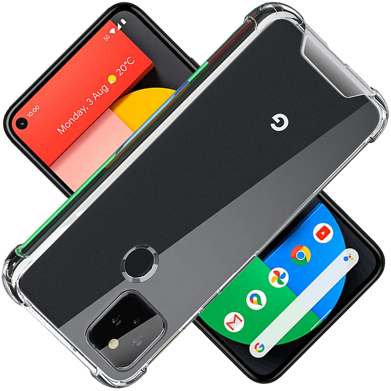 ・対応機種:Google Pixel 5 ・落下耐性:2mの高さから26回の落下テストクリア ・耐衝撃性能:四隅の耐衝撃性が通常のケースの5倍 ・カメラレンズ保護:レンズより0.5mm高く設計 ・液晶画面保護:画面より0.8mm高く設計 ・背面素材:ポリカーボネート ・光透過率:99% ・ワイヤレス充電:対応