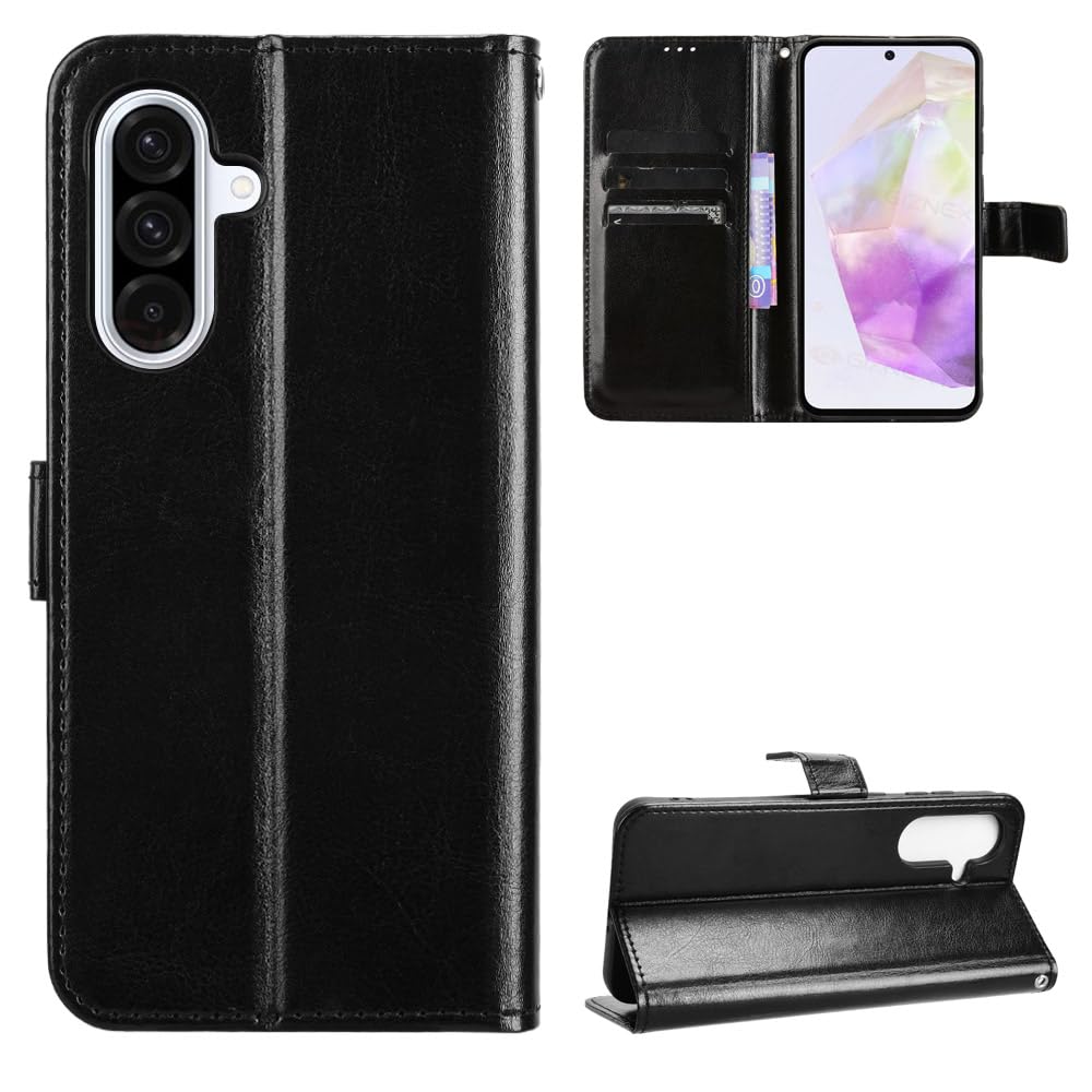 スマホケース Galaxy A36 5G 手帳型 ケース カバー 薄型 耐衝撃 360度保護 抗菌 黄変防止 レザー ブラック 男女兼用