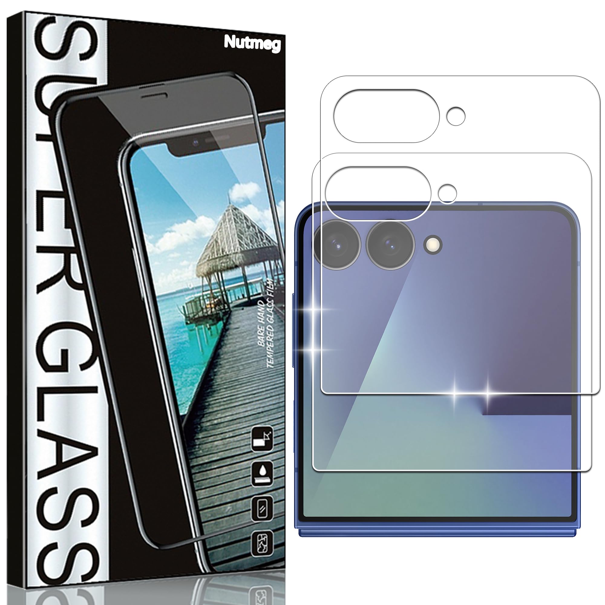 Rakuten - スマートフォン用保護フィルム 2枚セット 折りたたみ画面用 強化ガラス 硬度9H 高透過率 高光沢 気泡なし 貼り付け簡単 撥油性 耐衝撃 高感度タッチ 飛散防止 指紋防止