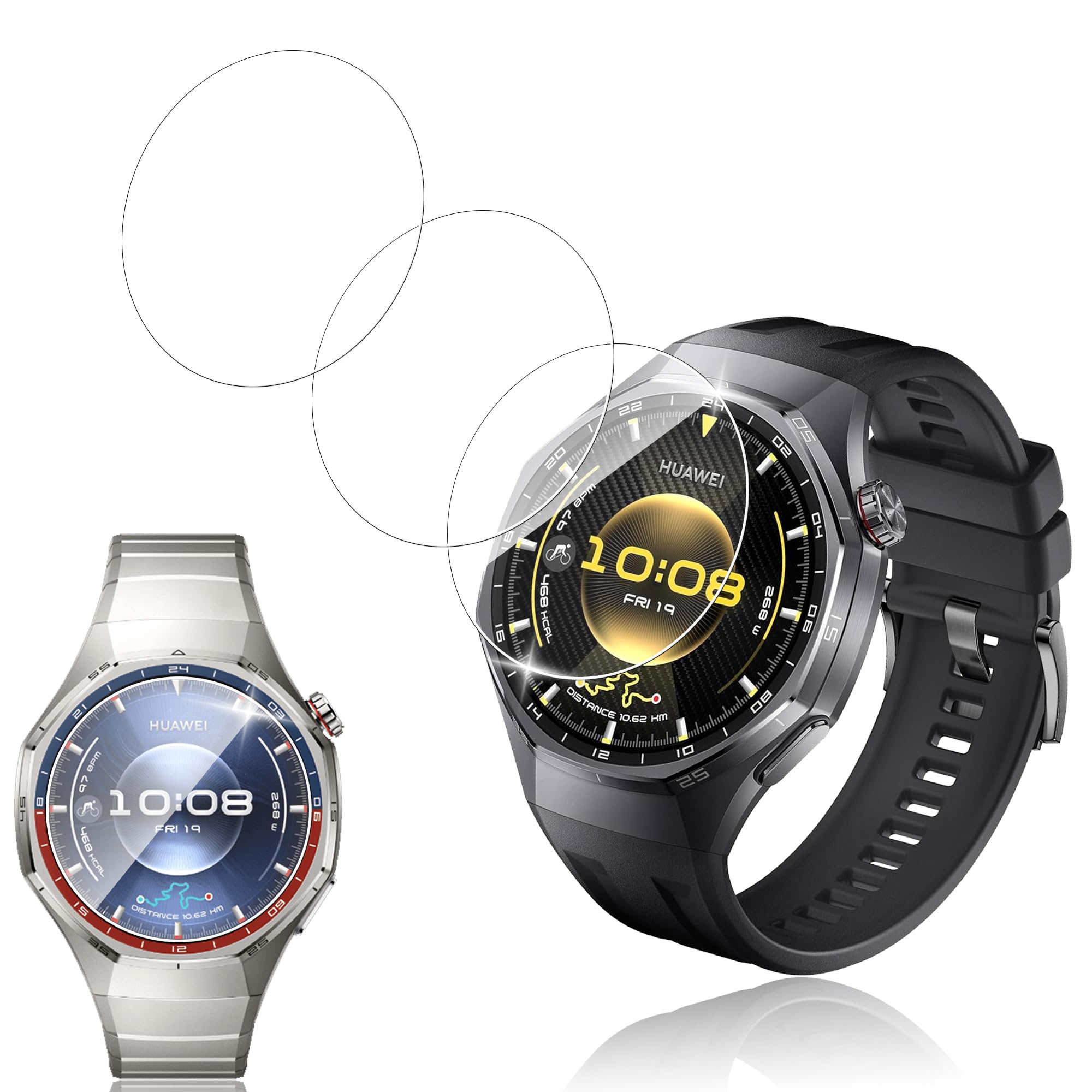 Rakuten - スマートウォッチ用 ガラスフィルム 3枚セット 46mm対応 強化ガラス 9H 高透過率 超薄型 全面保護 耐衝撃 高感度タッチ 飛散防止 自動吸着 気泡なし 簡単貼り付け