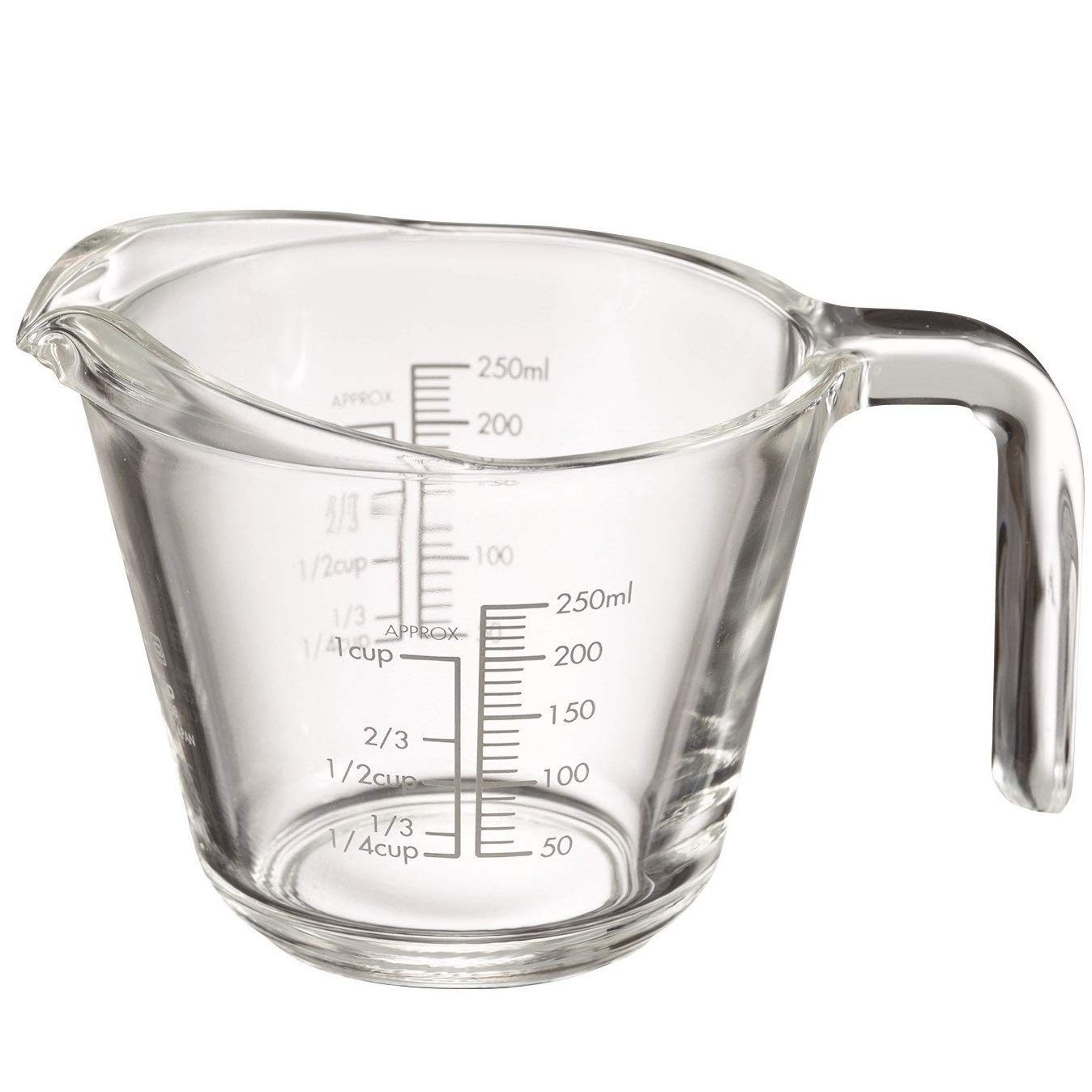 計量カップ 250ml 耐熱ガラス 日本製 メジャーカップ 目盛り付き 調理器具 キッチンツール グレー