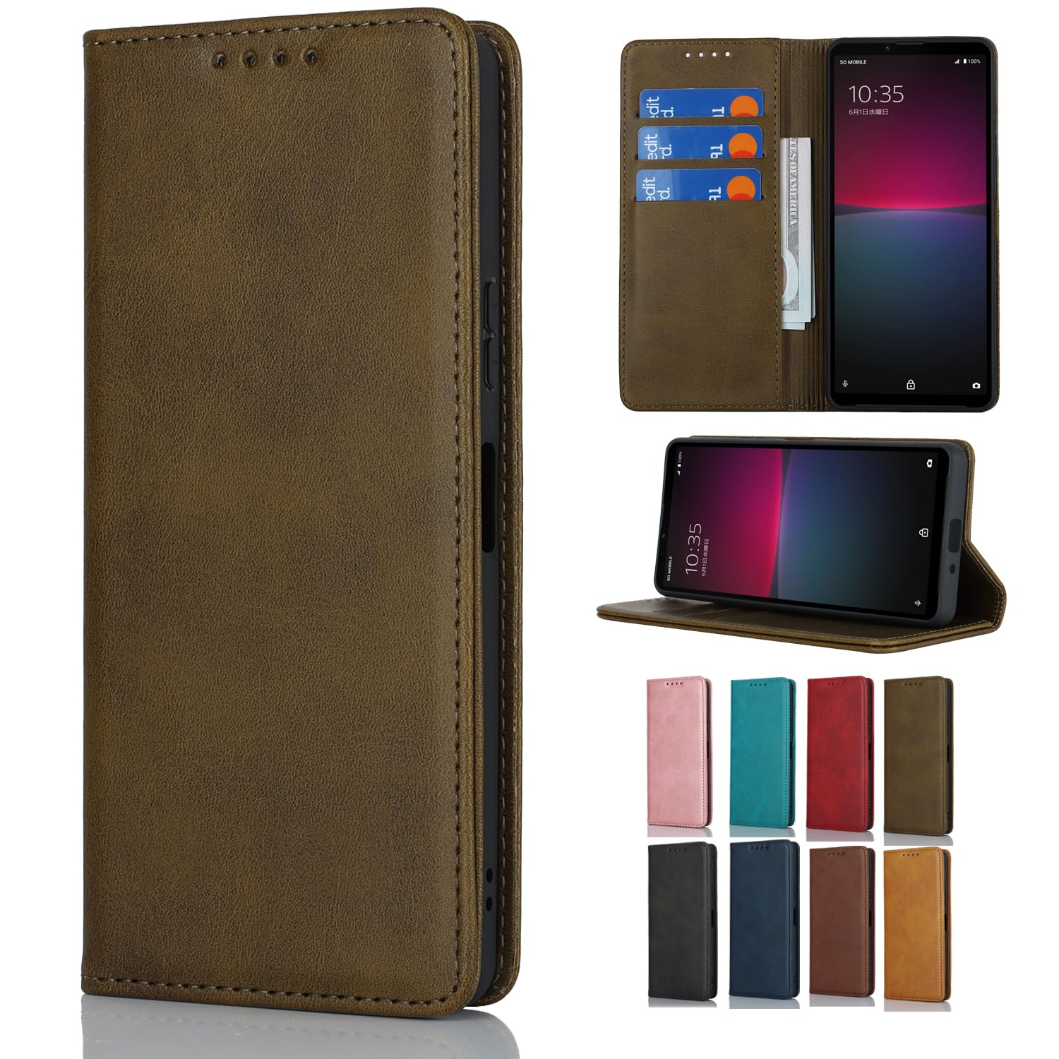 Other - スマホケース 手帳型 A79 5G カバー ケース カード収納 スタンド機能 合成皮革 マグネット ダークグリーン